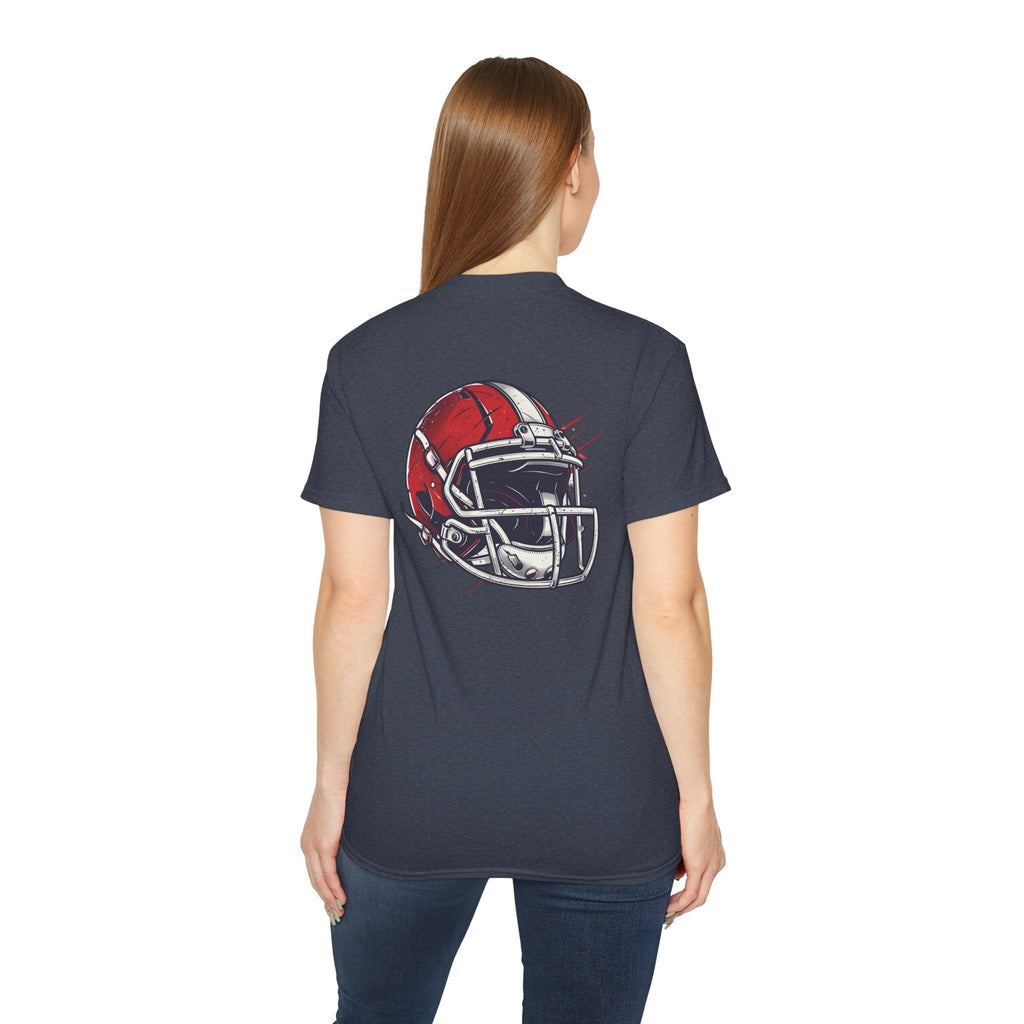 Football Helmet & Ball Graphic Tee Vintage Red Helmet Short - Sleeve Shirt - Etna Gift