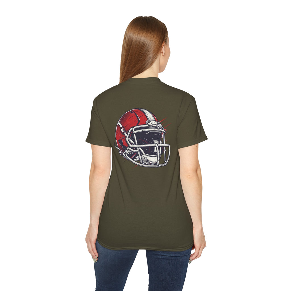 Football Helmet & Ball Graphic Tee Vintage Red Helmet Short - Sleeve Shirt - Etna Gift