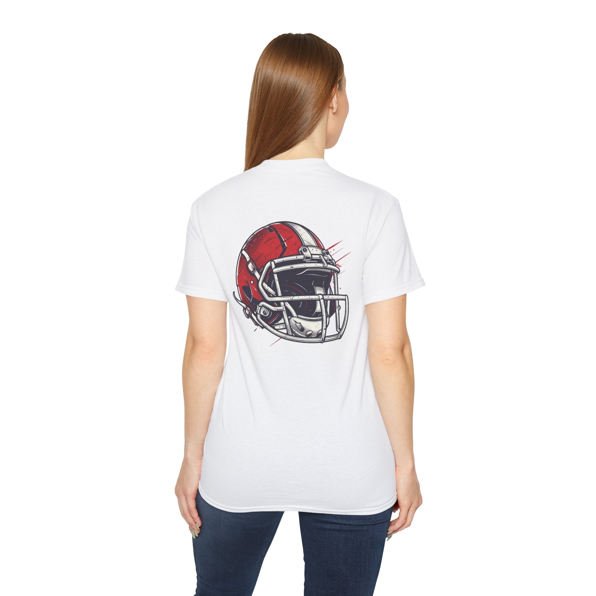 Football Helmet & Ball Graphic Tee Vintage Red Helmet Short - Sleeve Shirt - Etna Gift