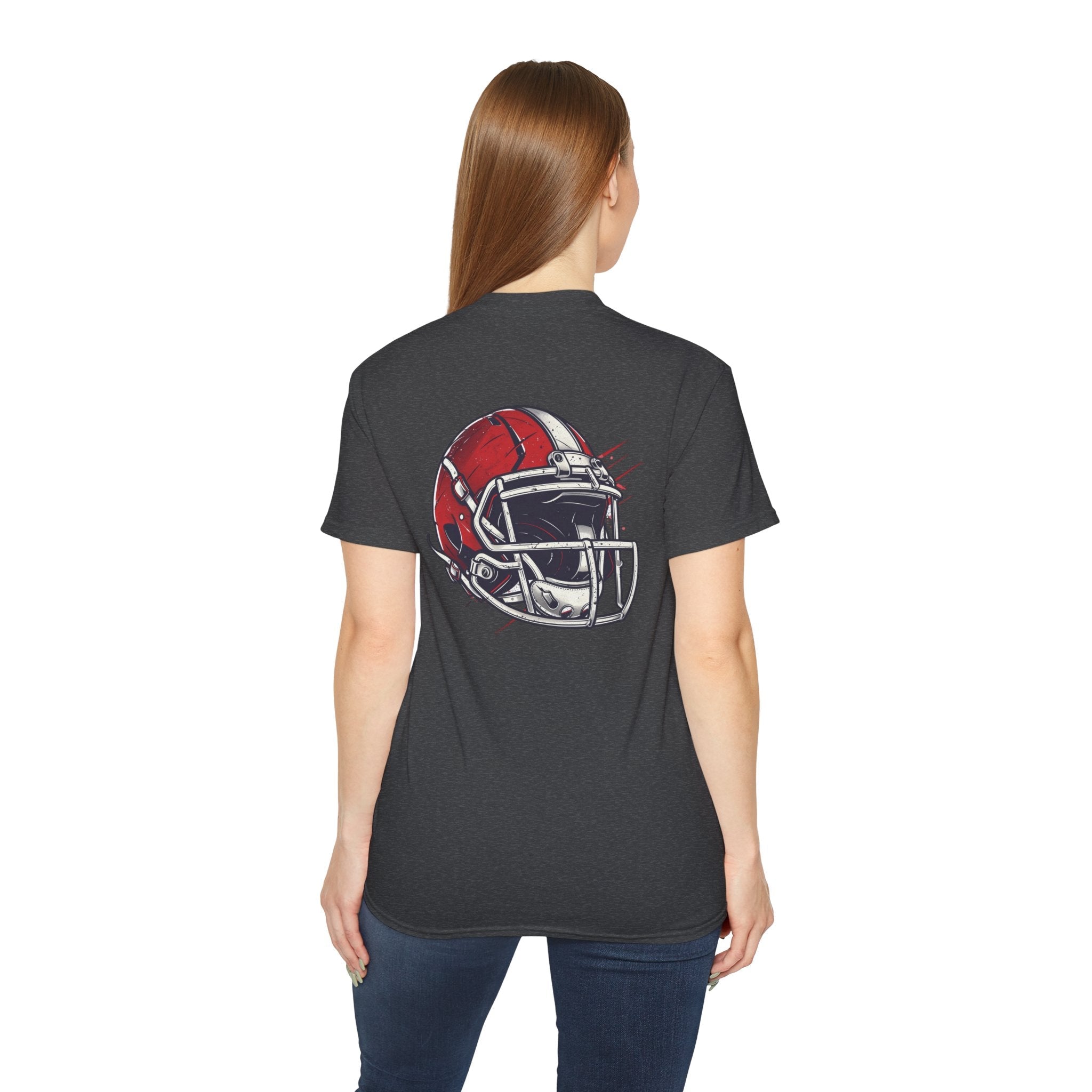 Football Helmet & Ball Graphic Tee Vintage Red Helmet Short - Sleeve Shirt - Etna Gift