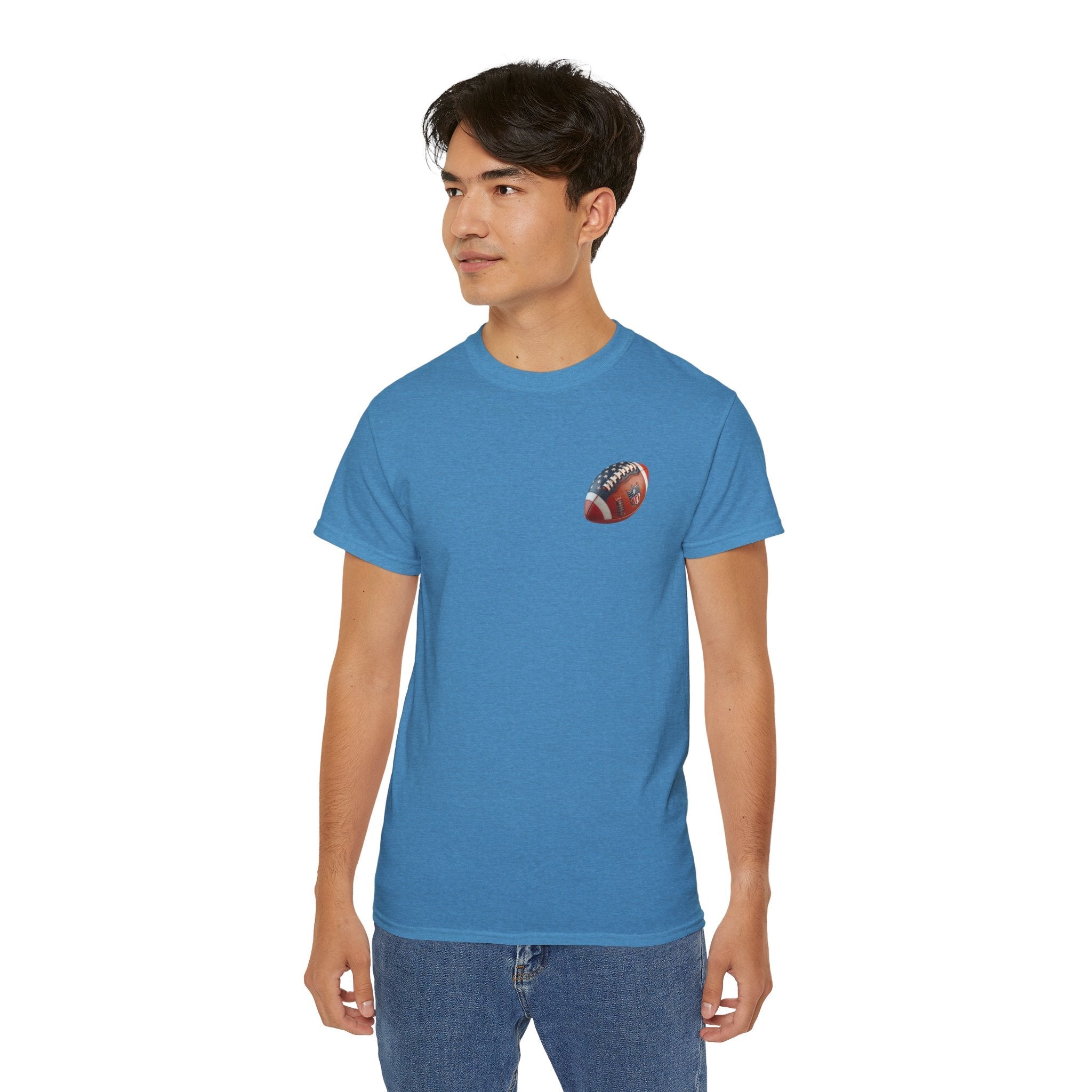 Football Helmet & Ball Graphic Tee Vintage Red Helmet Short - Sleeve Shirt - Etna Gift