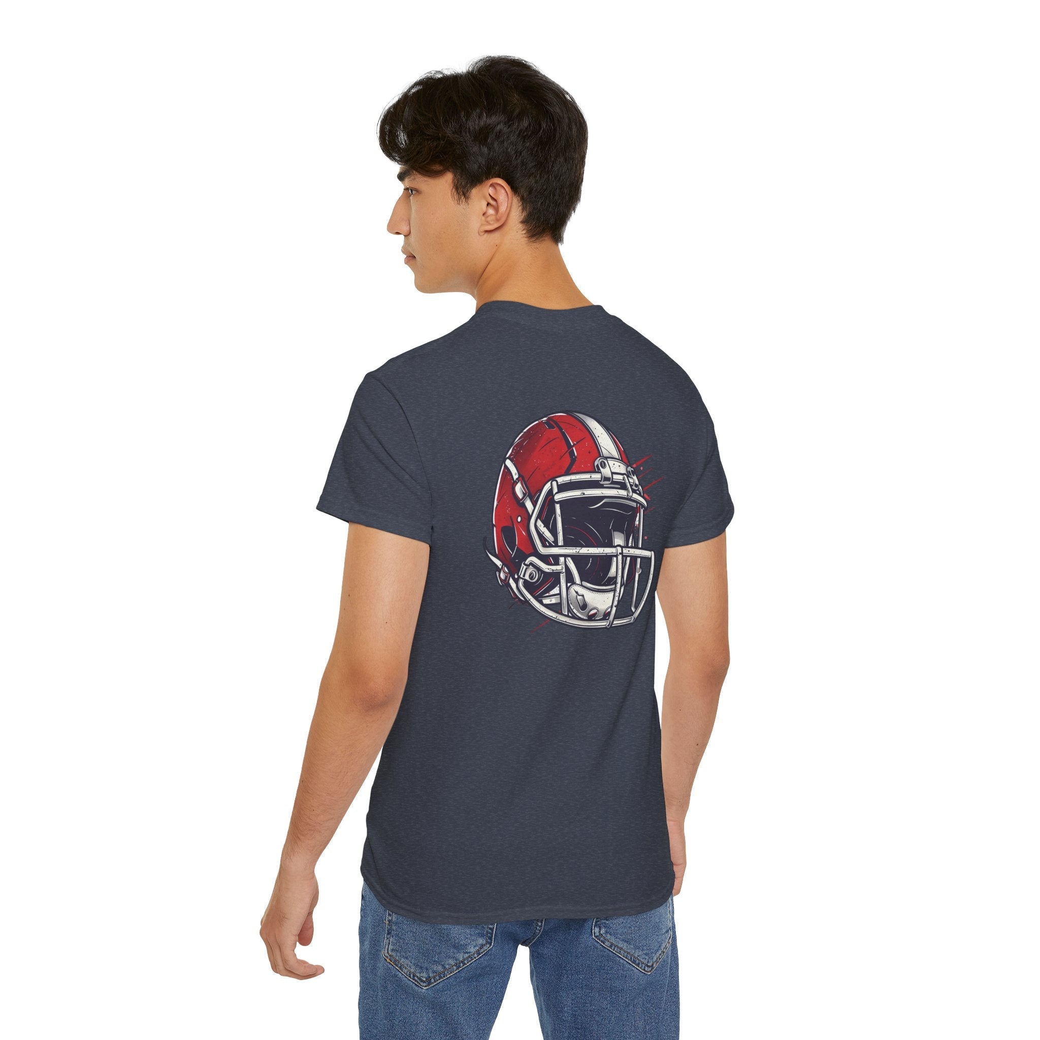 Football Helmet & Ball Graphic Tee Vintage Red Helmet Short - Sleeve Shirt - Etna Gift
