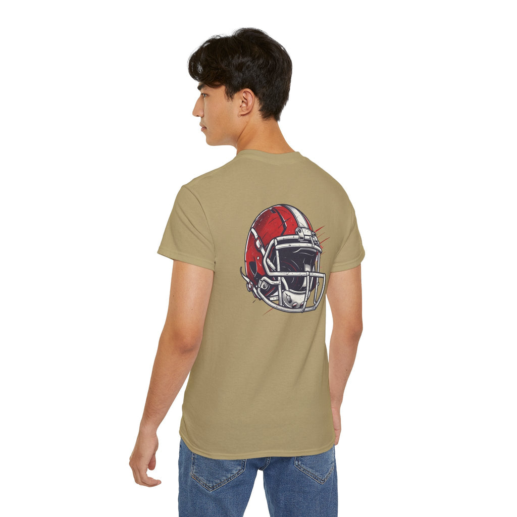 Football Helmet & Ball Graphic Tee Vintage Red Helmet Short - Sleeve Shirt - Etna Gift