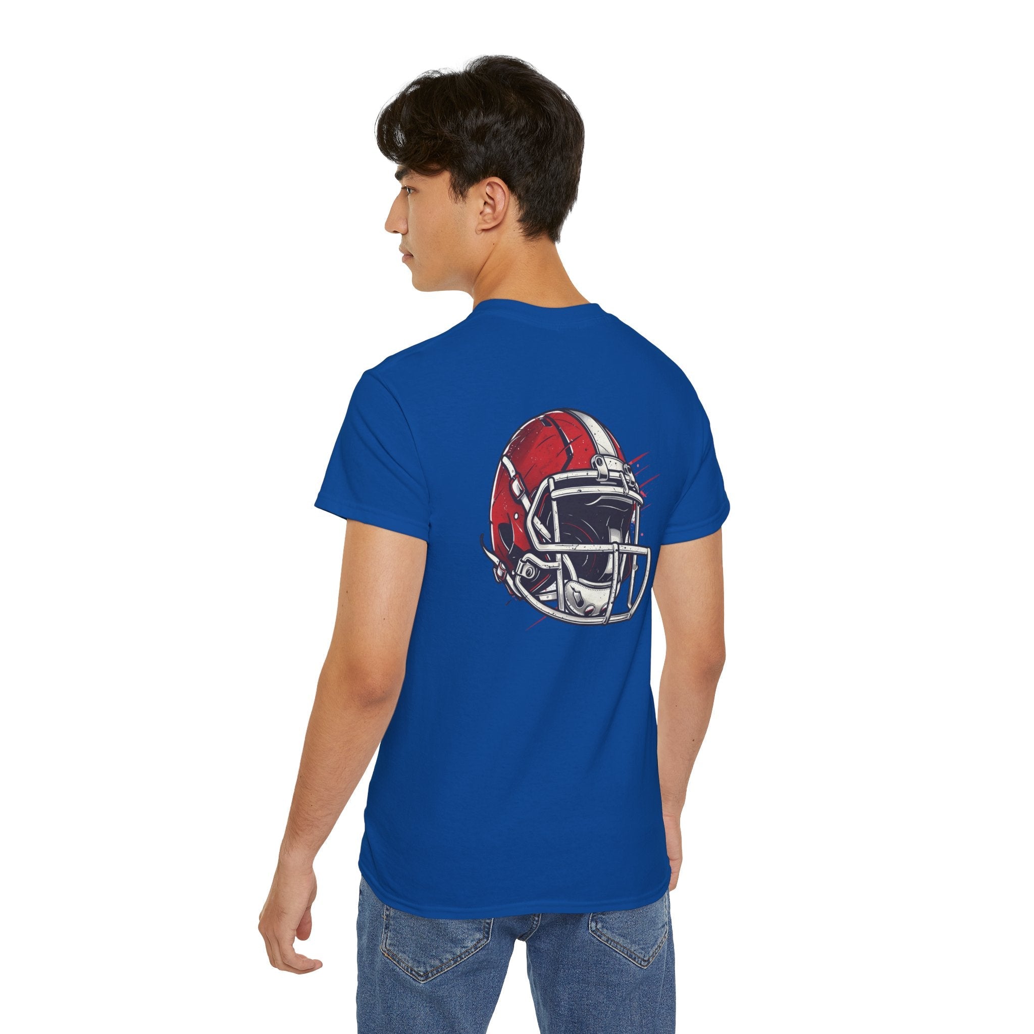 Football Helmet & Ball Graphic Tee Vintage Red Helmet Short - Sleeve Shirt - Etna Gift