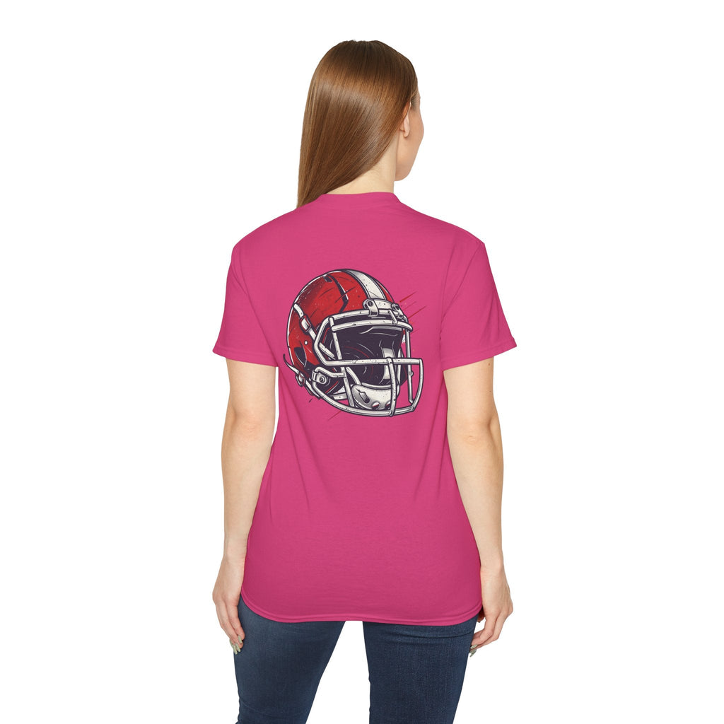 Football Helmet & Ball Graphic Tee Vintage Red Helmet Short - Sleeve Shirt - Etna Gift