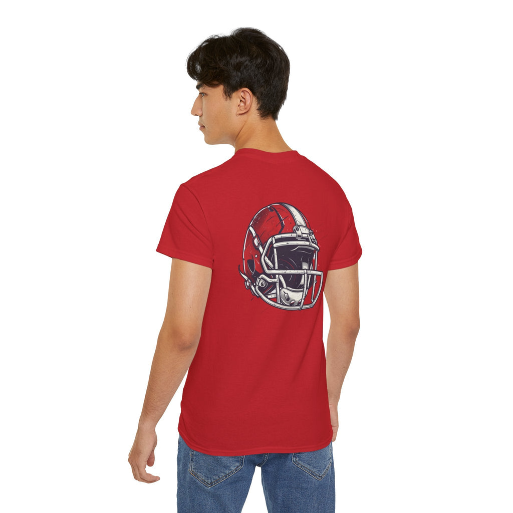 Football Helmet & Ball Graphic Tee Vintage Red Helmet Short - Sleeve Shirt - Etna Gift