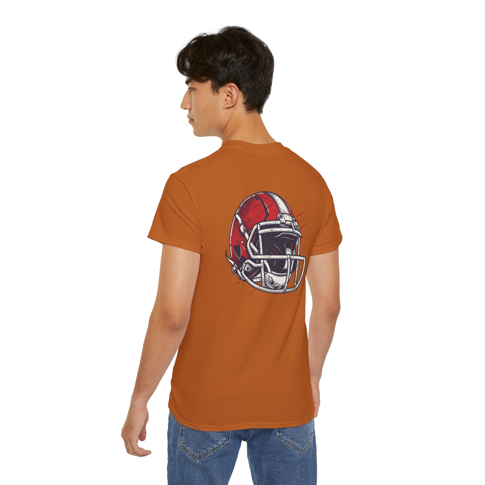 Football Helmet & Ball Graphic Tee Vintage Red Helmet Short - Sleeve Shirt - Etna Gift