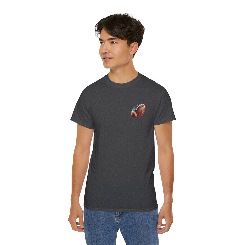 Football Helmet & Ball Graphic Tee Vintage Red Helmet Short - Sleeve Shirt - Etna Gift