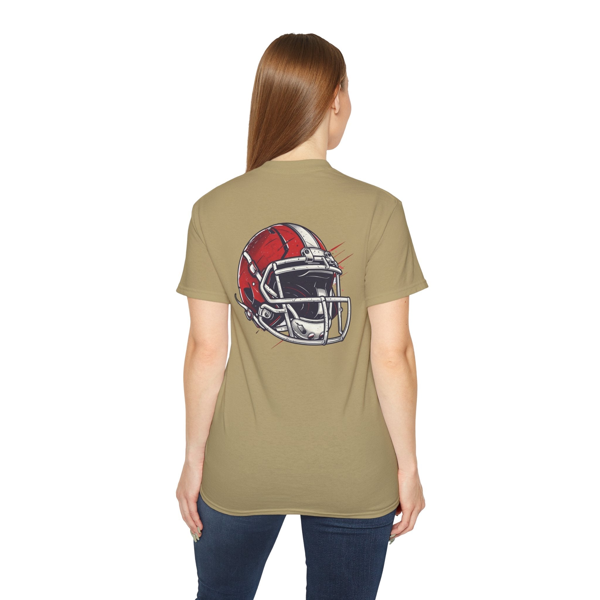 Football Helmet & Ball Graphic Tee Vintage Red Helmet Short - Sleeve Shirt - Etna Gift