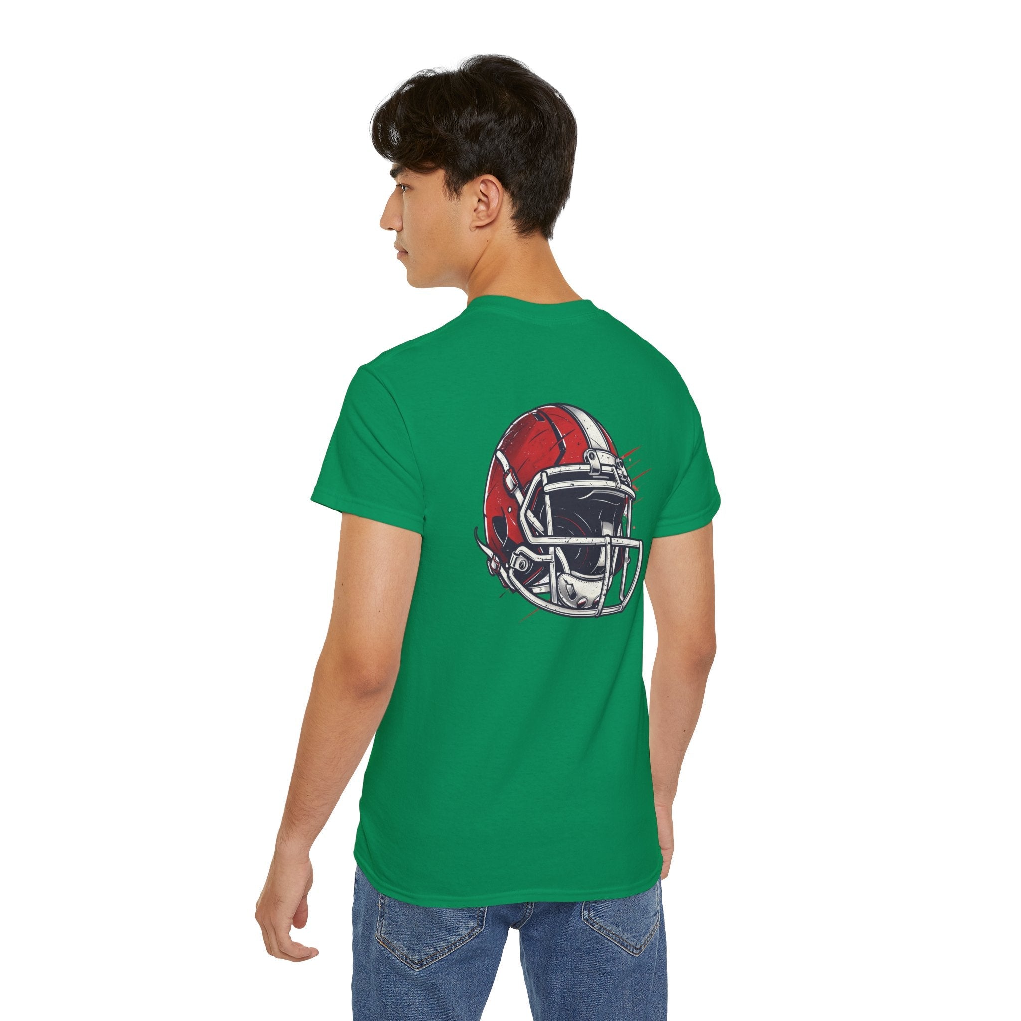 Football Helmet & Ball Graphic Tee Vintage Red Helmet Short - Sleeve Shirt - Etna Gift