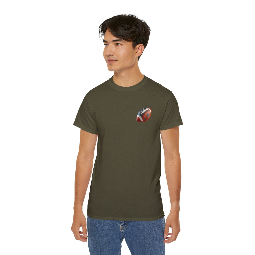 Football Helmet & Ball Graphic Tee Vintage Red Helmet Short - Sleeve Shirt - Etna Gift