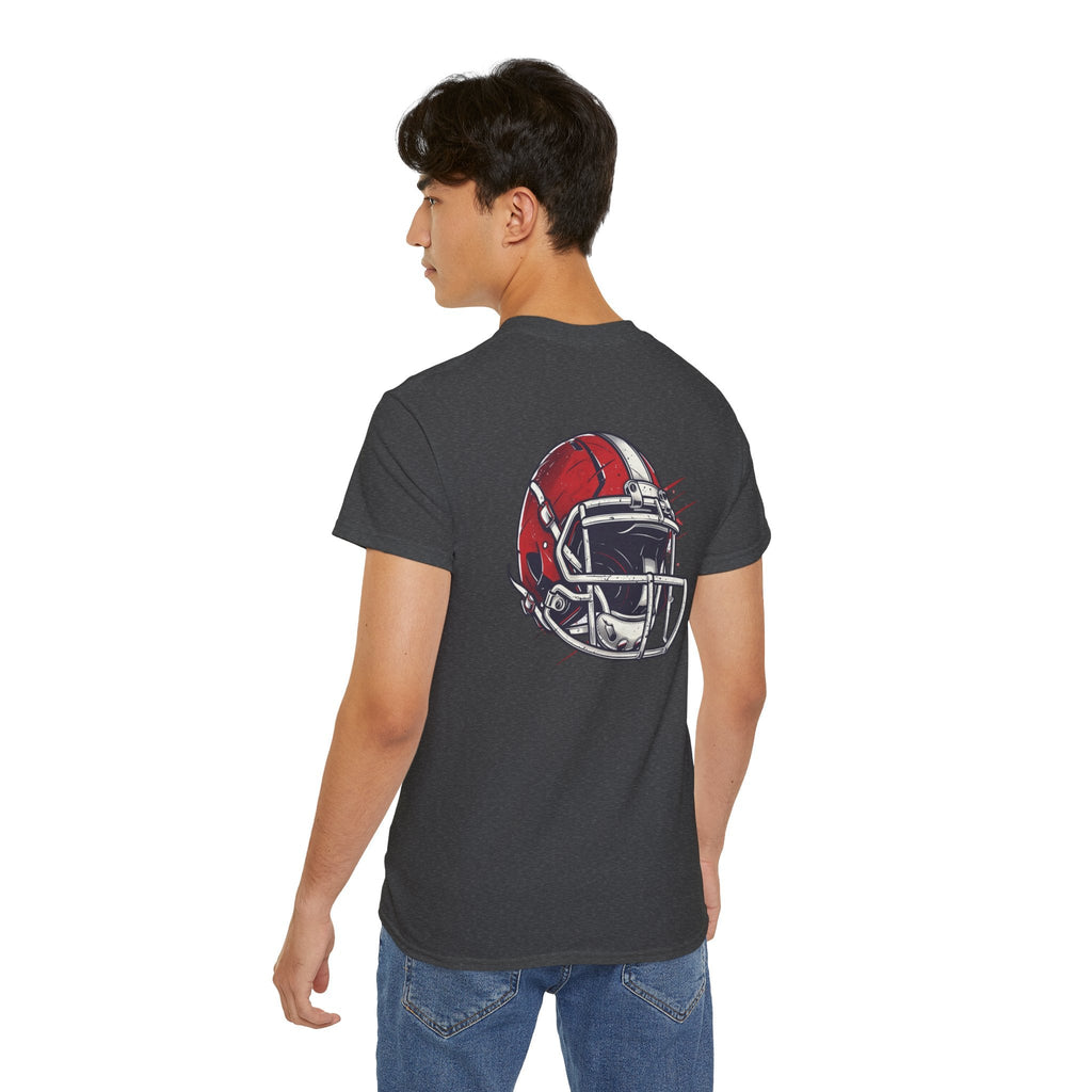 Football Helmet & Ball Graphic Tee Vintage Red Helmet Short - Sleeve Shirt - Etna Gift