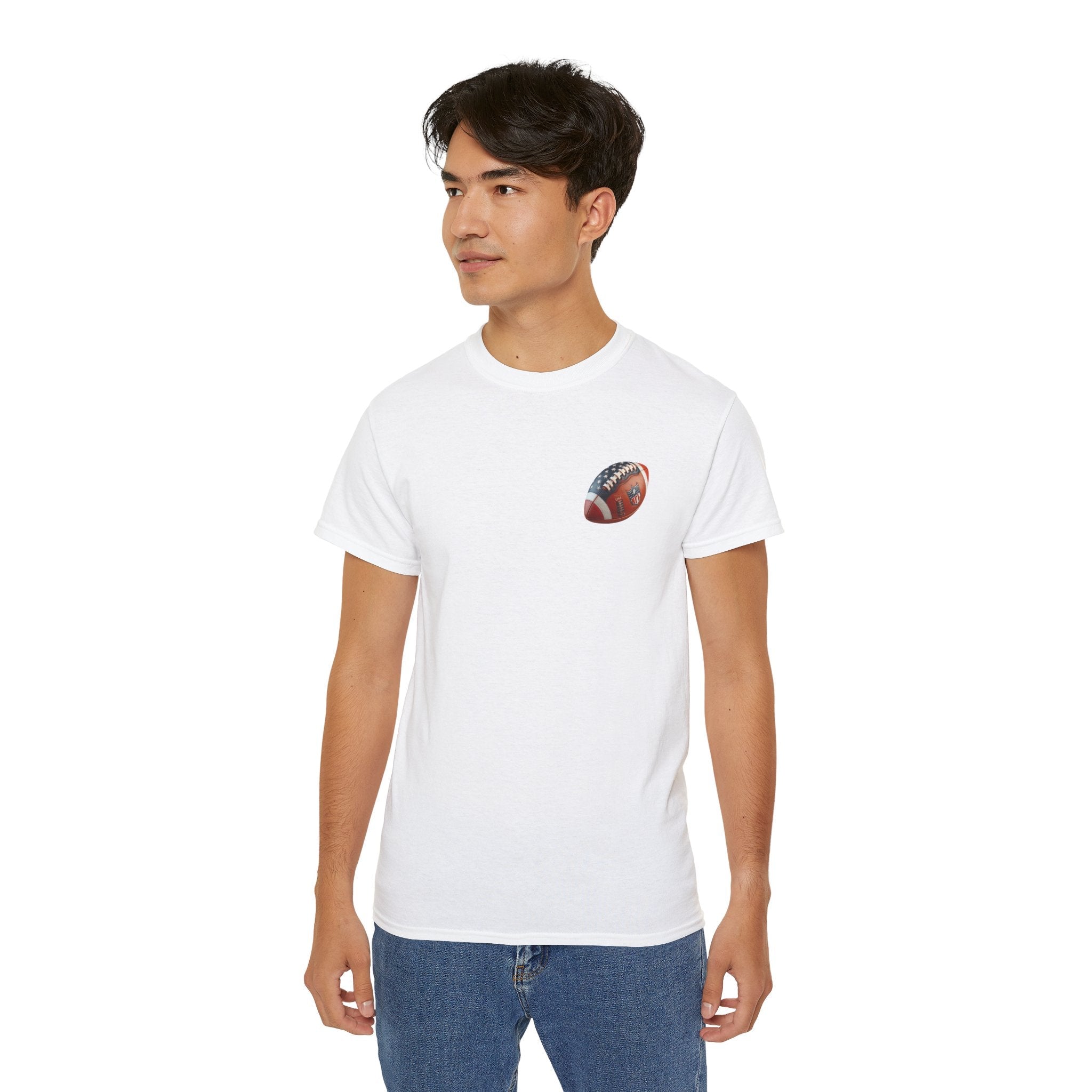 Football Helmet & Ball Graphic Tee Vintage Red Helmet Short - Sleeve Shirt - Etna Gift