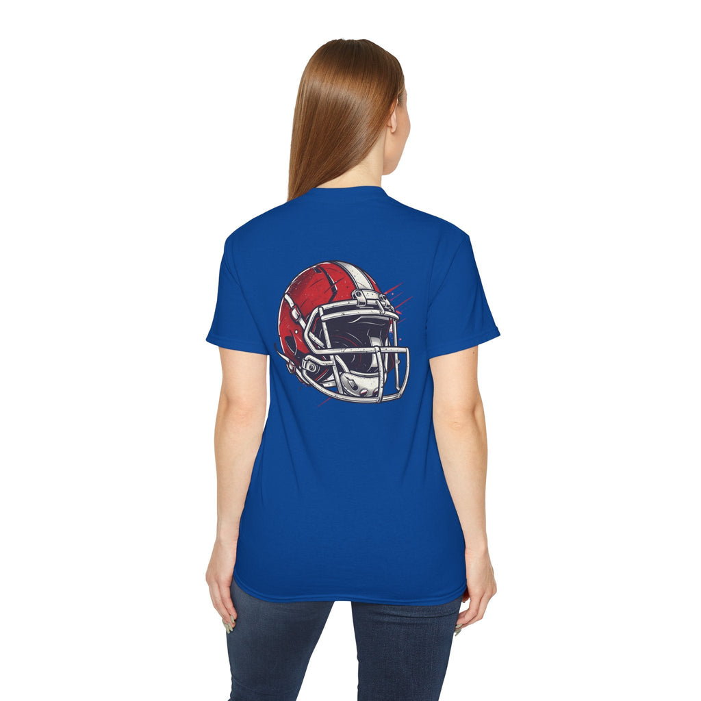 Football Helmet & Ball Graphic Tee Vintage Red Helmet Short - Sleeve Shirt - Etna Gift
