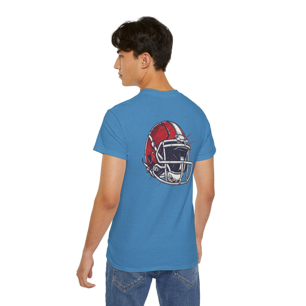 Football Helmet & Ball Graphic Tee Vintage Red Helmet Short - Sleeve Shirt - Etna Gift