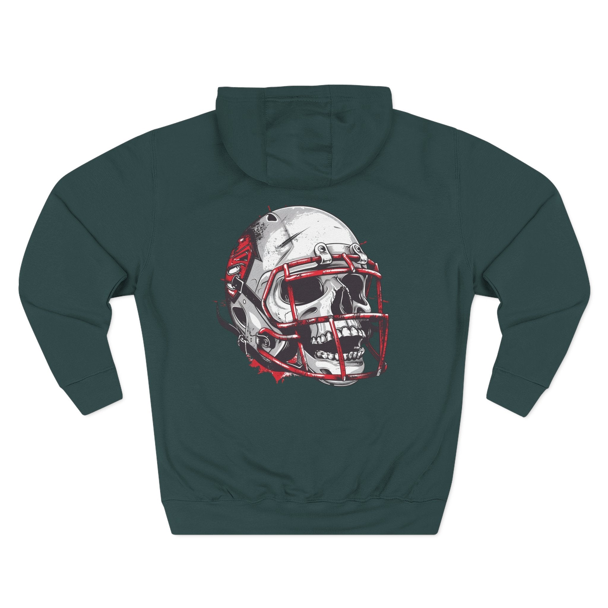 Football Helmet Skull Hoodie — Graphic Fleece Pullover for Fans - Etna Gift