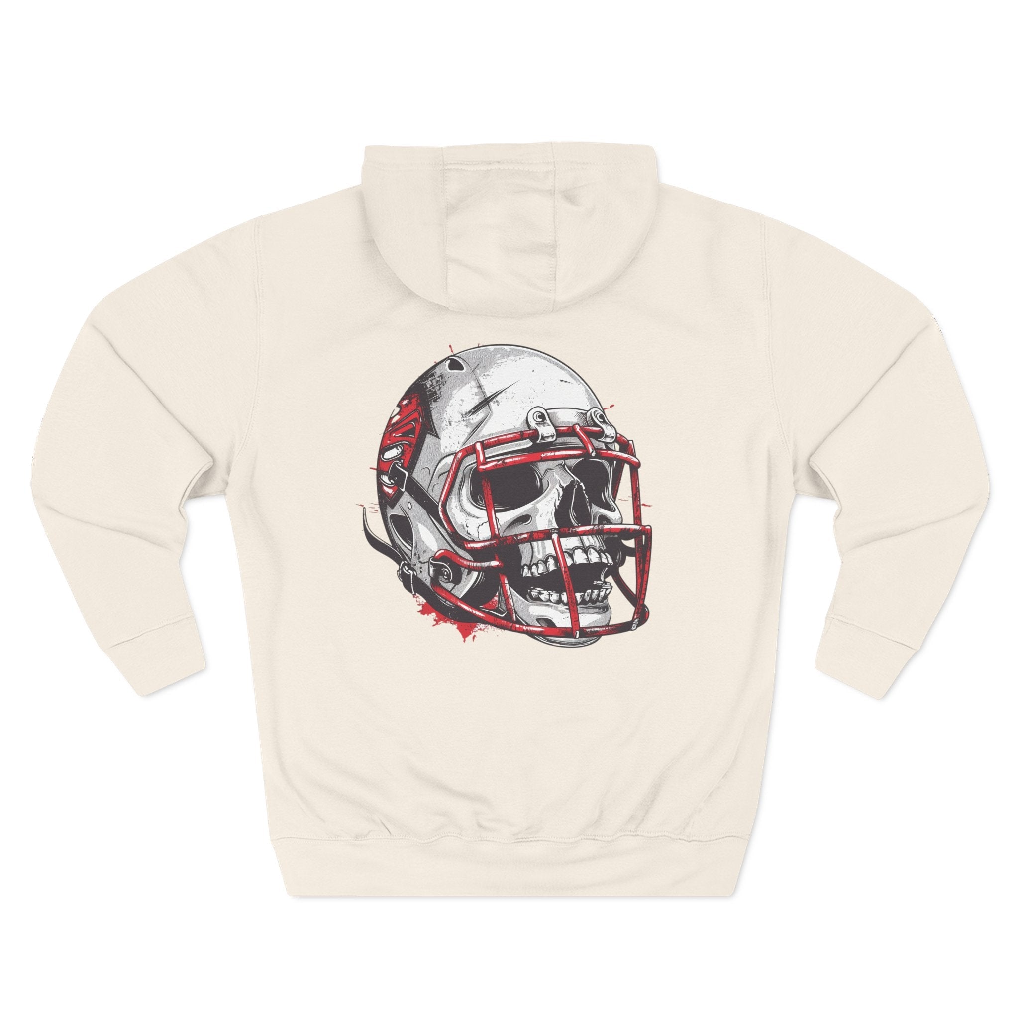 Football Helmet Skull Hoodie — Graphic Fleece Pullover for Fans - Etna Gift