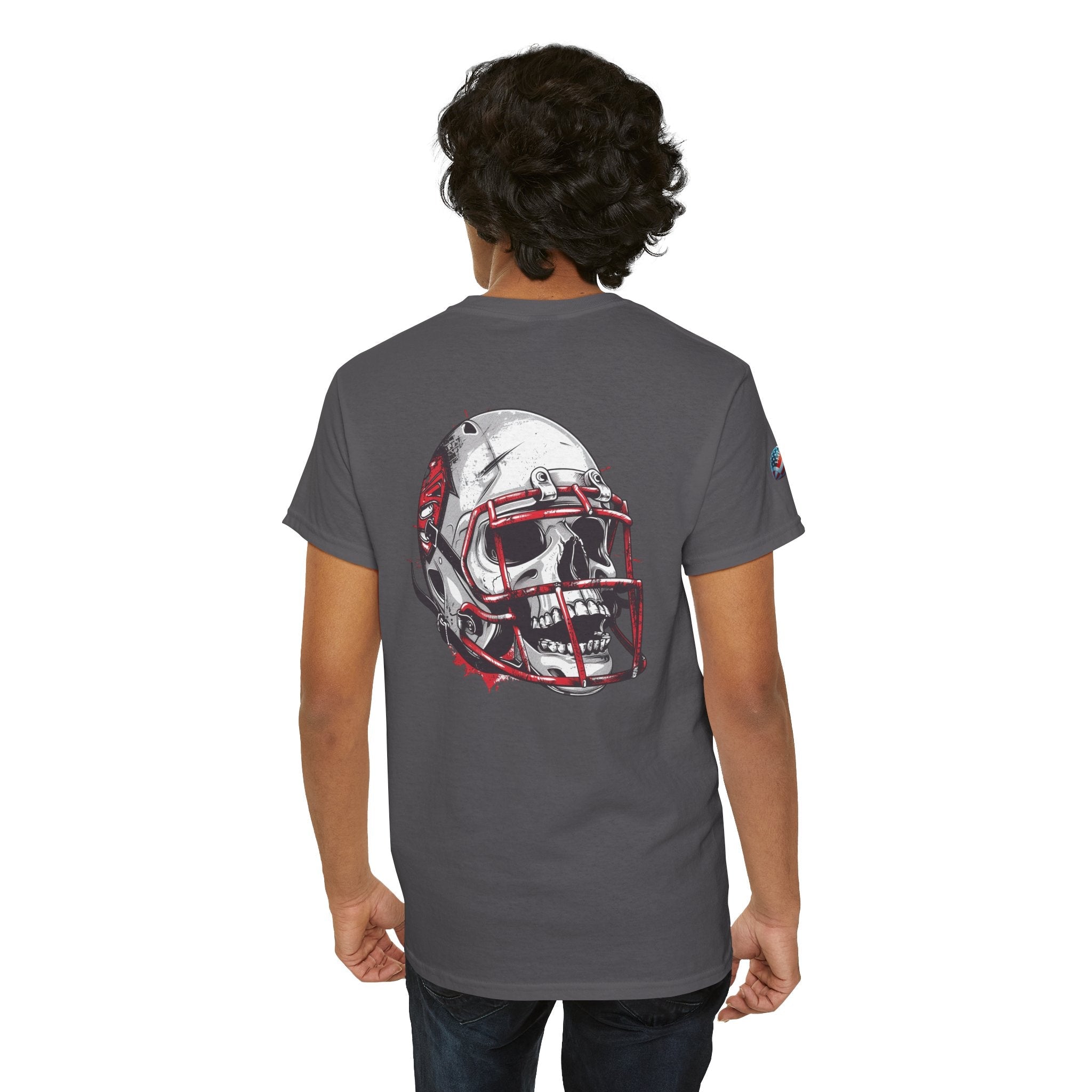Football Helmet Skull Tee Grunge Sports Graphic T-Shirt - Etna Gift