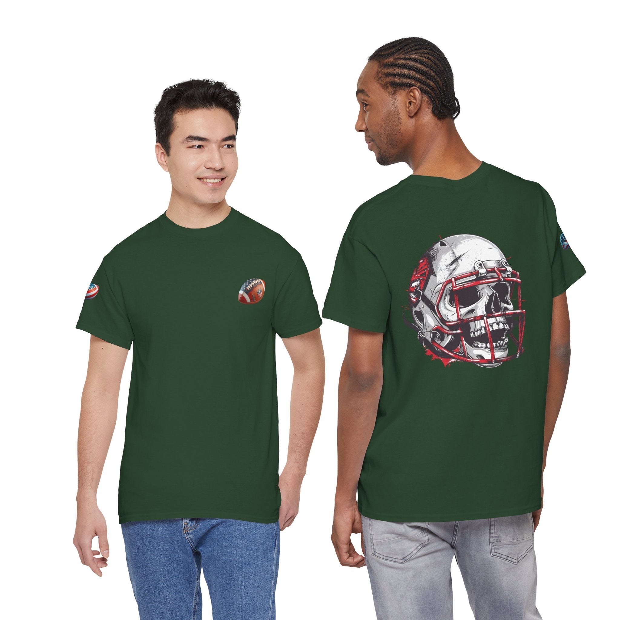 Football Helmet Skull Tee Grunge Sports Graphic T-Shirt - Etna Gift