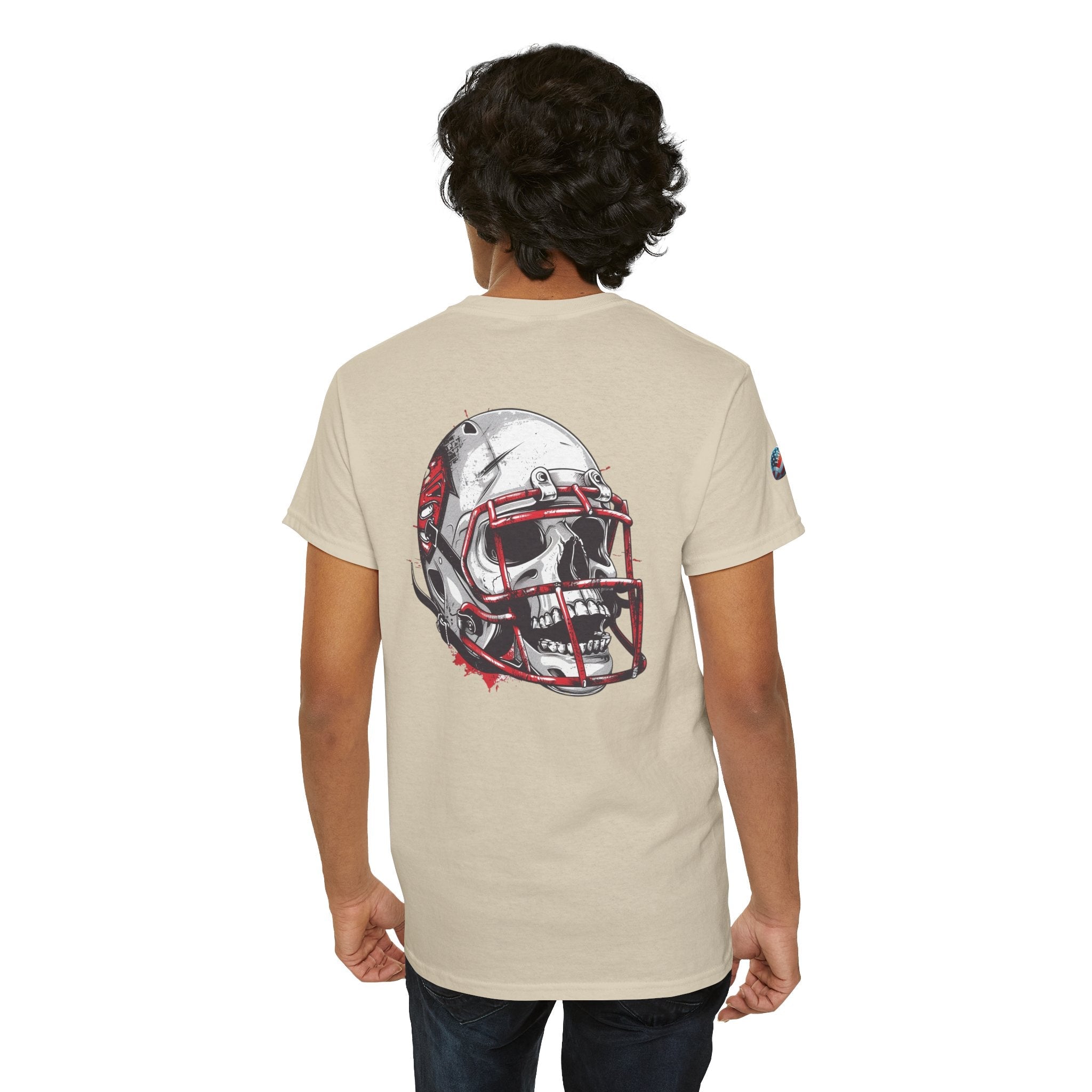 Football Helmet Skull Tee Grunge Sports Graphic T-Shirt - Etna Gift