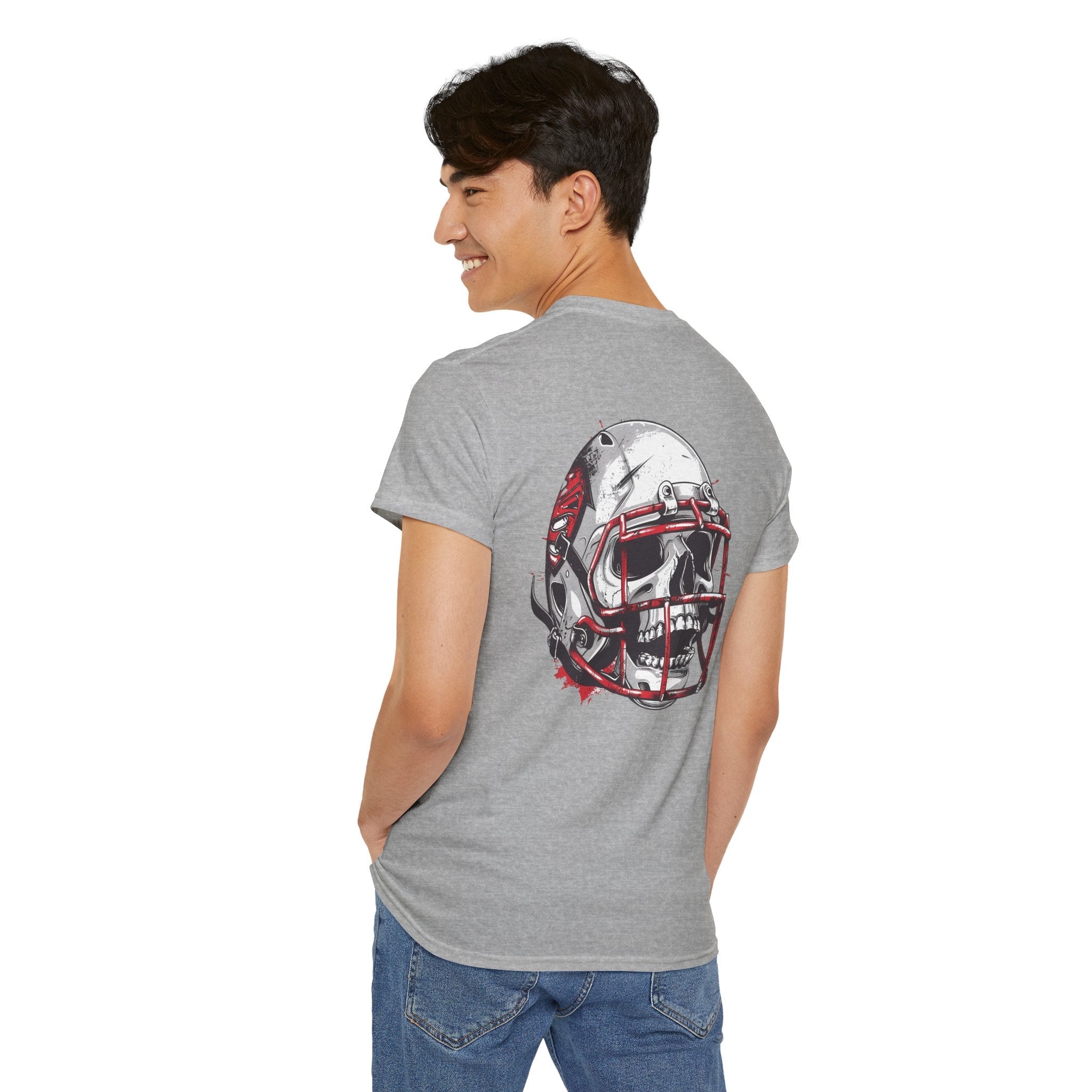 Football Helmet Skull Tee Grunge Sports Graphic T-Shirt - Etna Gift