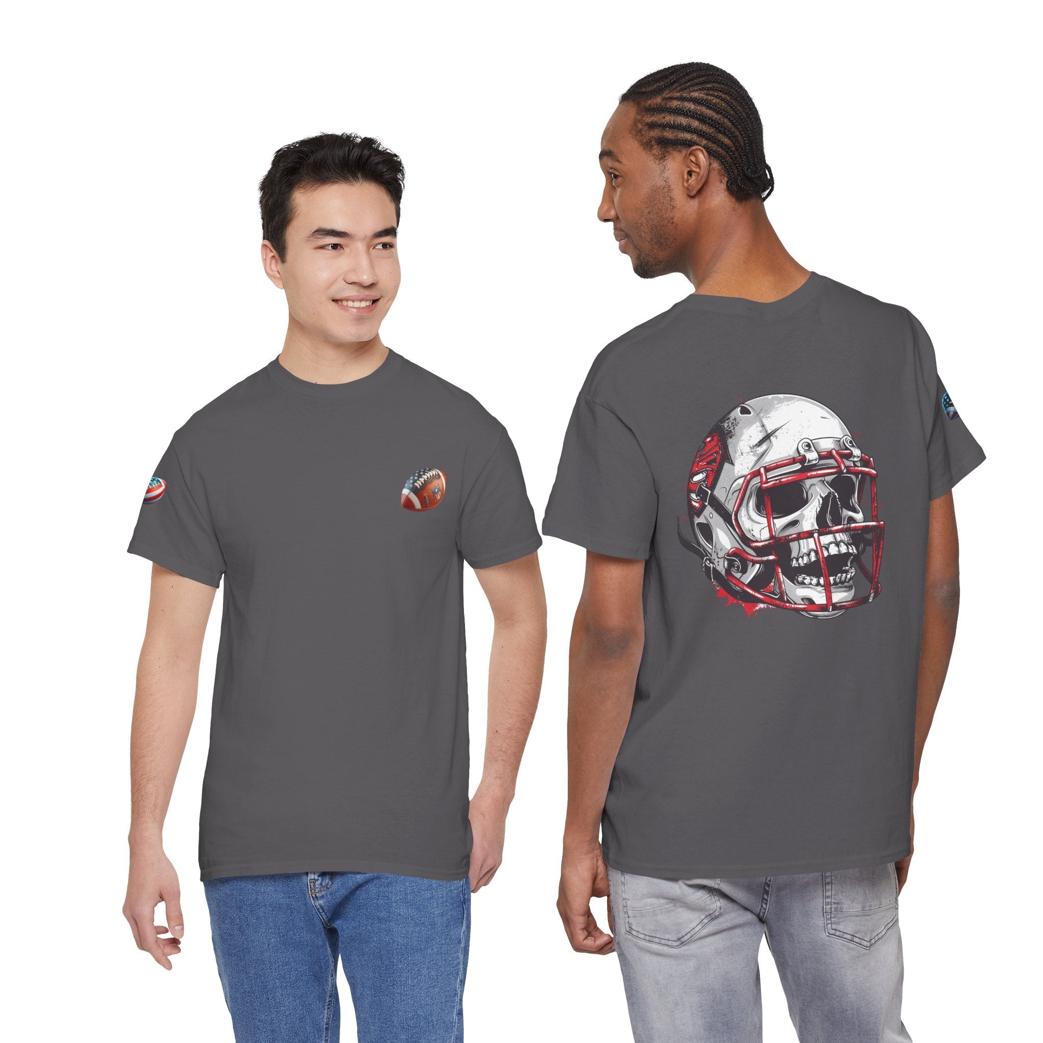 Football Helmet Skull Tee Grunge Sports Graphic T-Shirt - Etna Gift