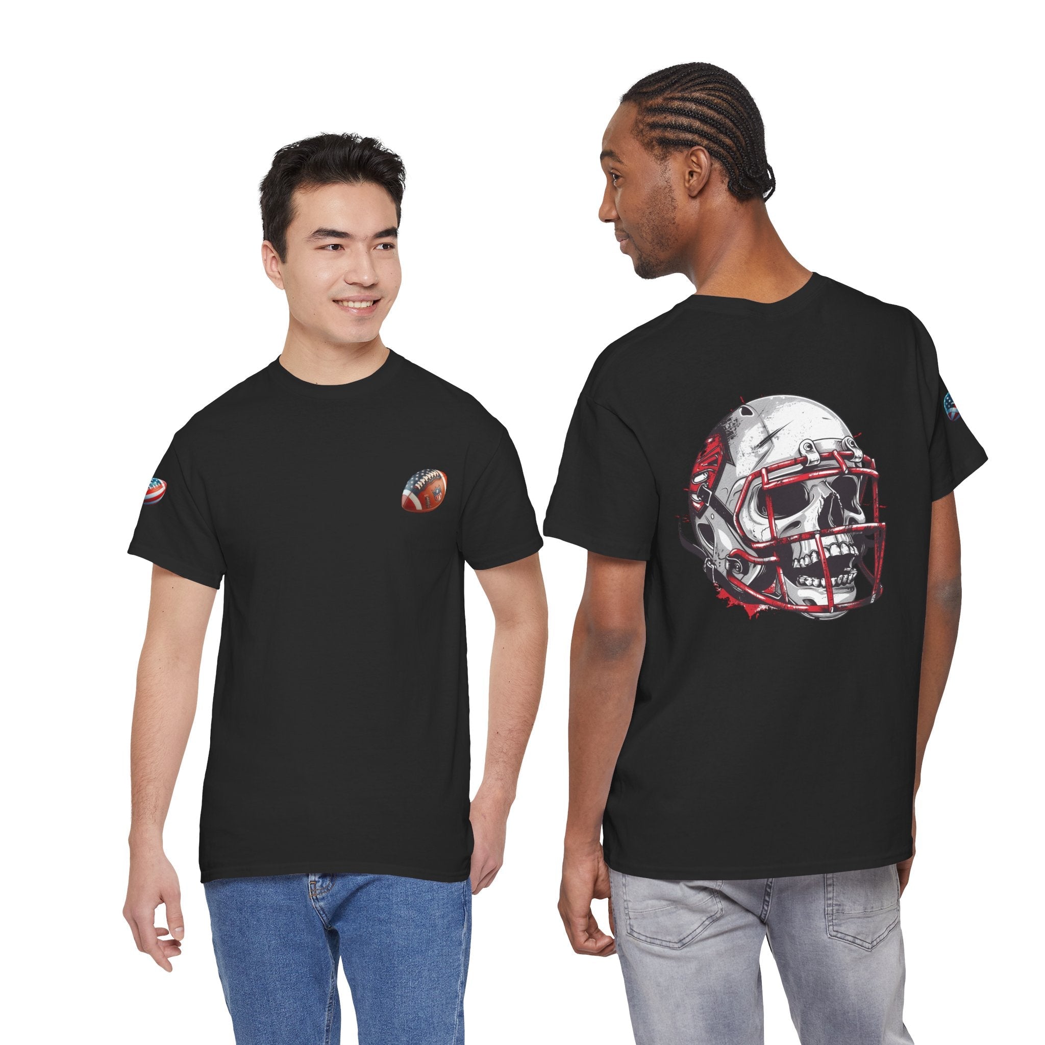 Football Helmet Skull Tee Grunge Sports Graphic T-Shirt - Etna Gift