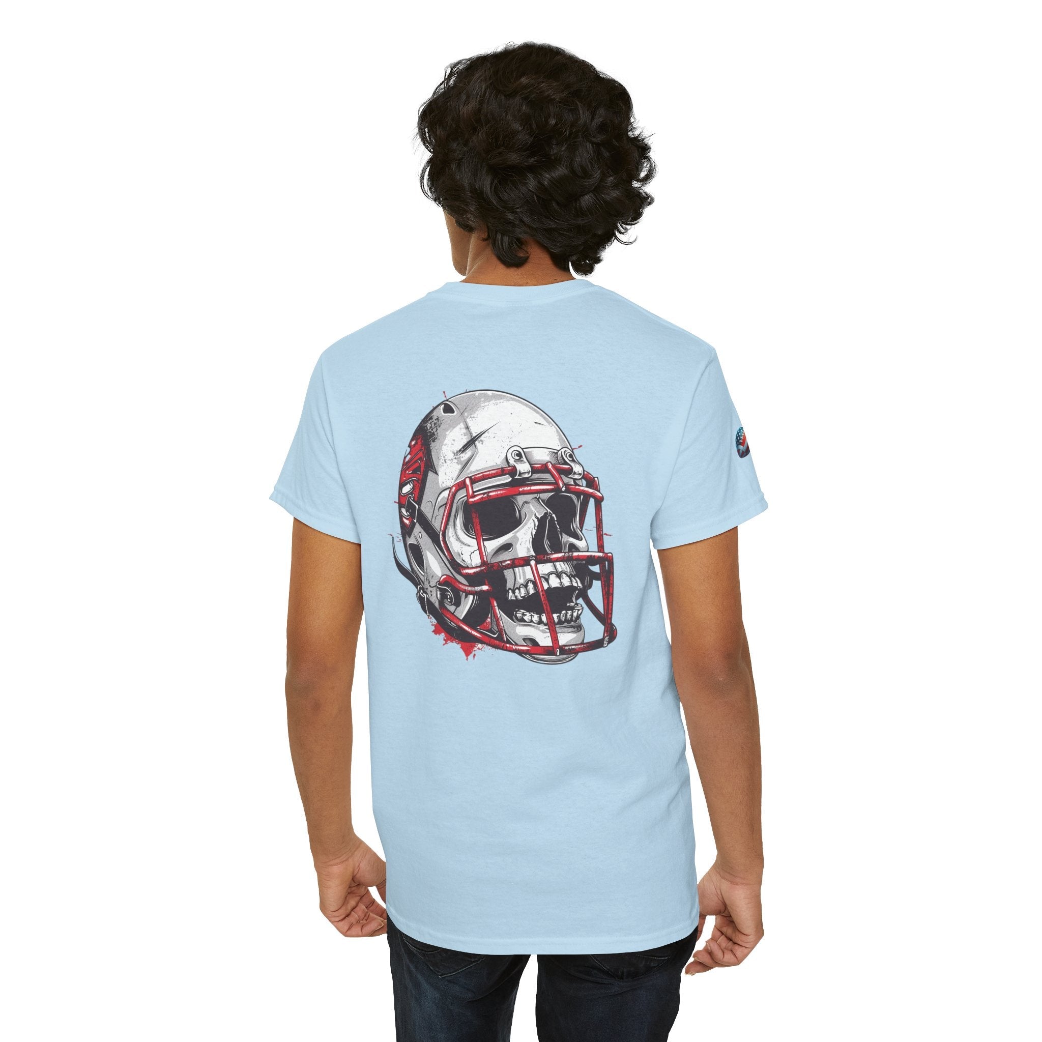 Football Helmet Skull Tee Grunge Sports Graphic T-Shirt - Etna Gift
