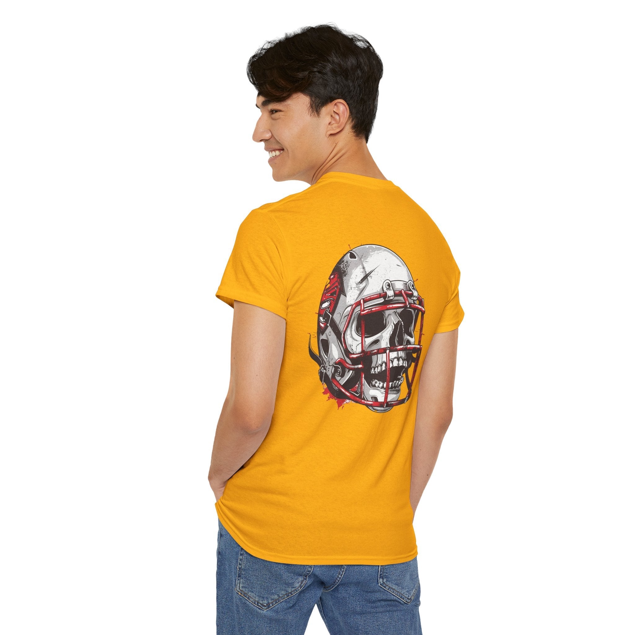 Football Helmet Skull Tee Grunge Sports Graphic T-Shirt - Etna Gift