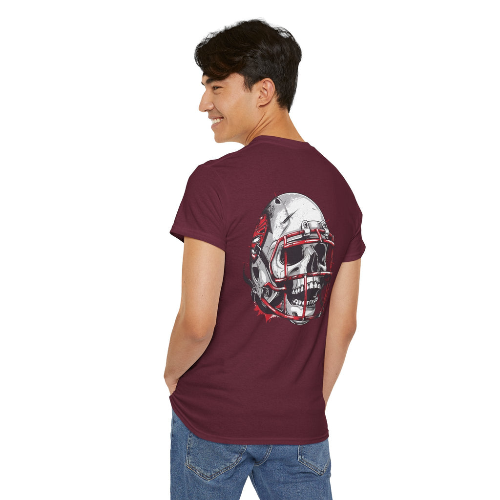 Football Helmet Skull Tee Grunge Sports Graphic T-Shirt - Etna Gift