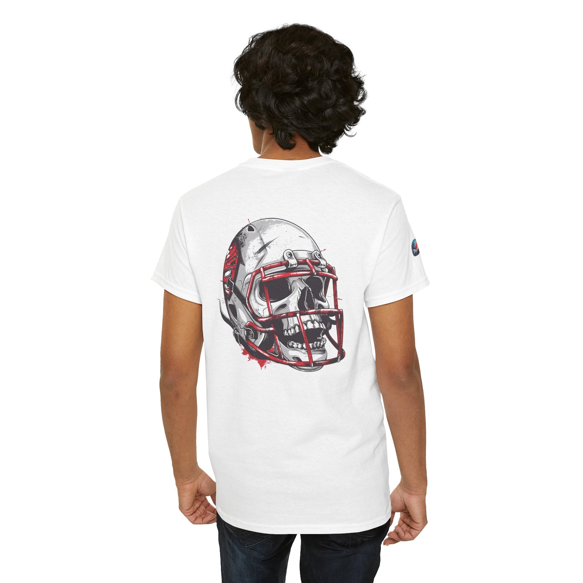 Football Helmet Skull Tee Grunge Sports Graphic T-Shirt - Etna Gift