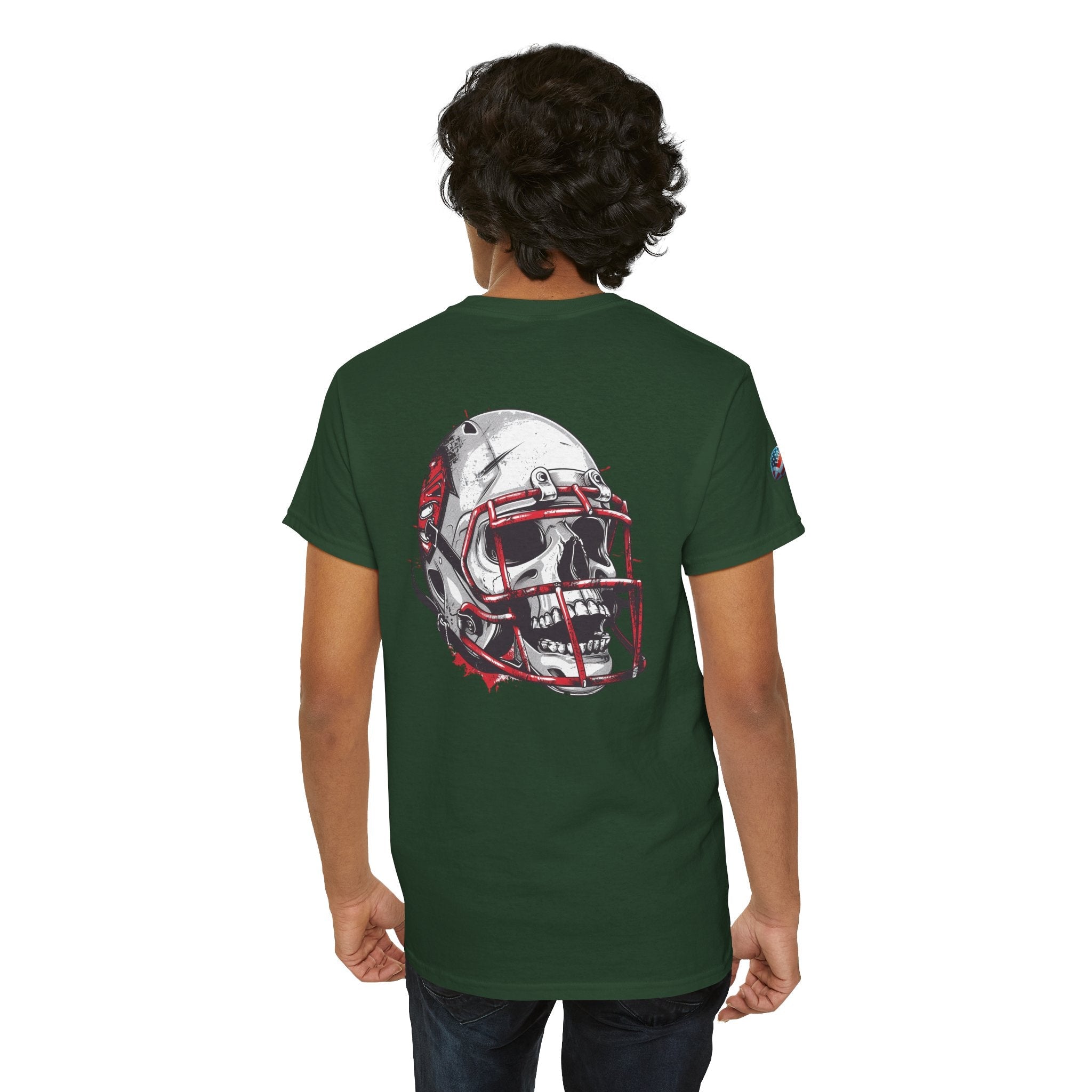 Football Helmet Skull Tee Grunge Sports Graphic T-Shirt - Etna Gift