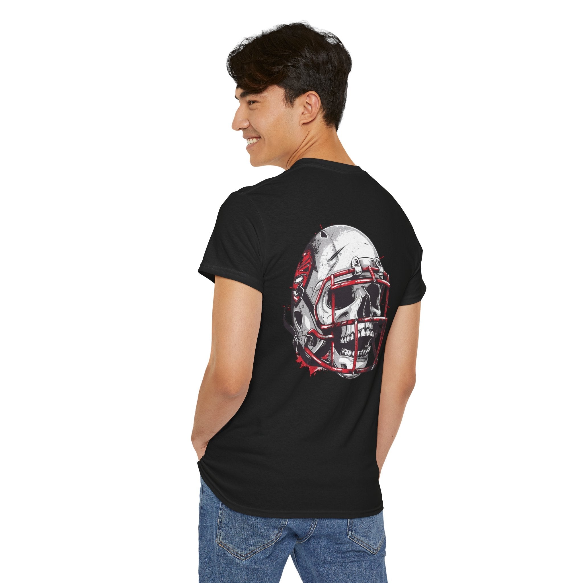 Football Helmet Skull Tee Grunge Sports Graphic T-Shirt - Etna Gift