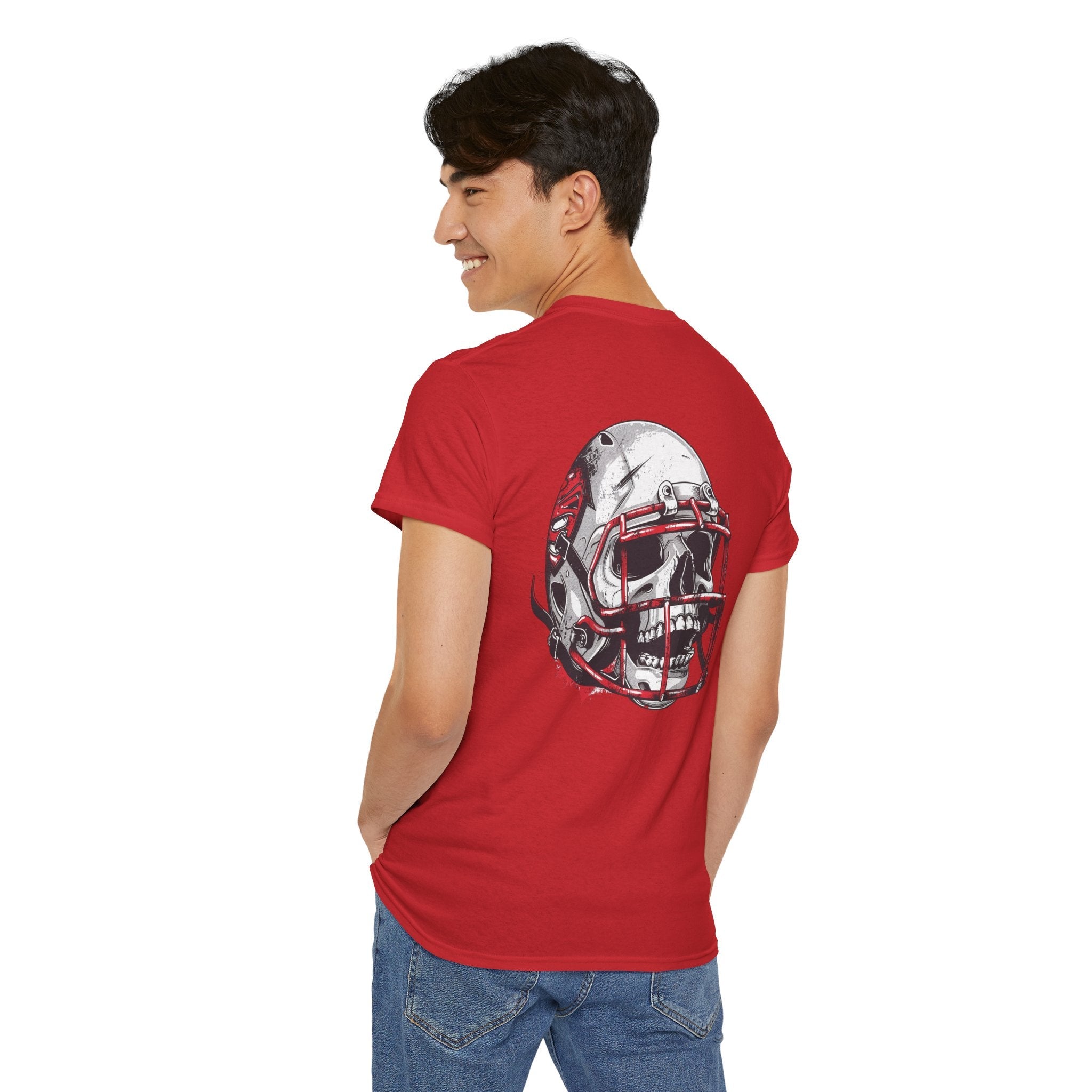 Football Helmet Skull Tee Grunge Sports Graphic T-Shirt - Etna Gift