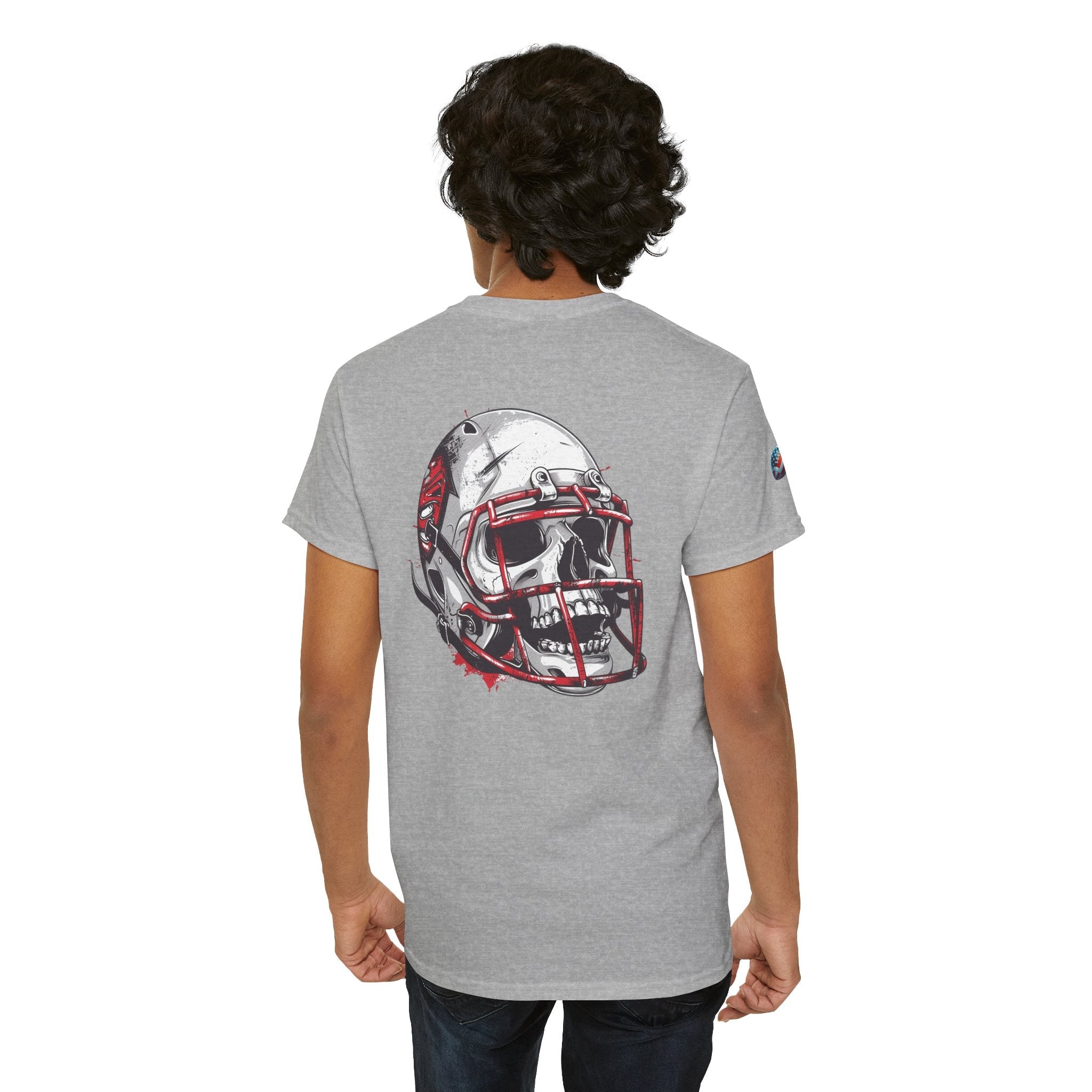 Football Helmet Skull Tee Grunge Sports Graphic T-Shirt - Etna Gift