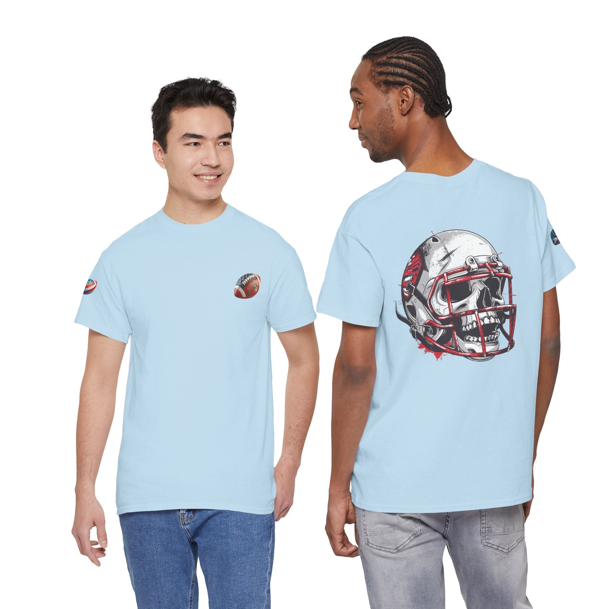 Football Helmet Skull Tee Grunge Sports Graphic T-Shirt - Etna Gift