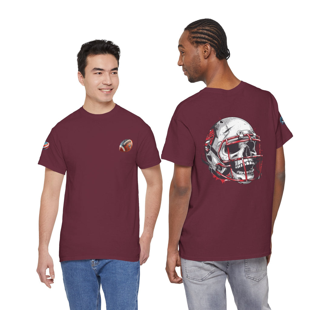 Football Helmet Skull Tee Grunge Sports Graphic T-Shirt - Etna Gift