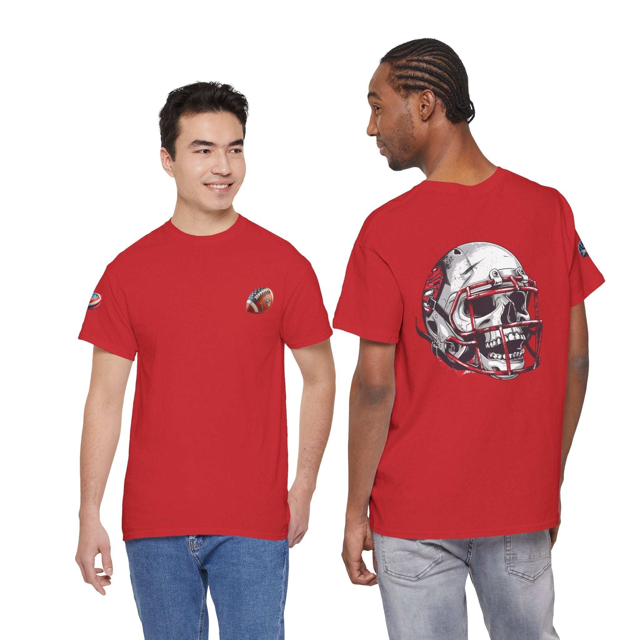Football Helmet Skull Tee Grunge Sports Graphic T-Shirt - Etna Gift