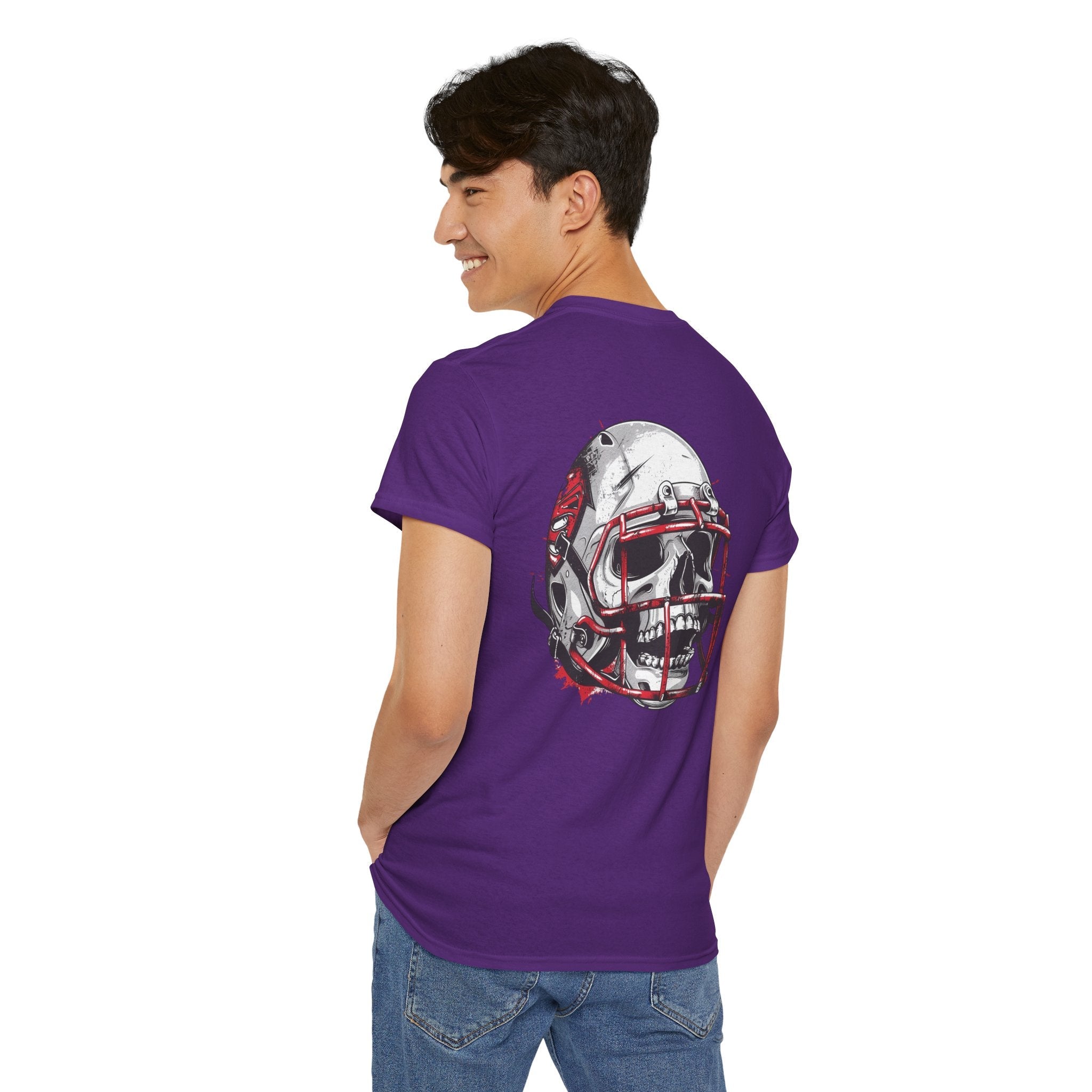Football Helmet Skull Tee Grunge Sports Graphic T-Shirt - Etna Gift