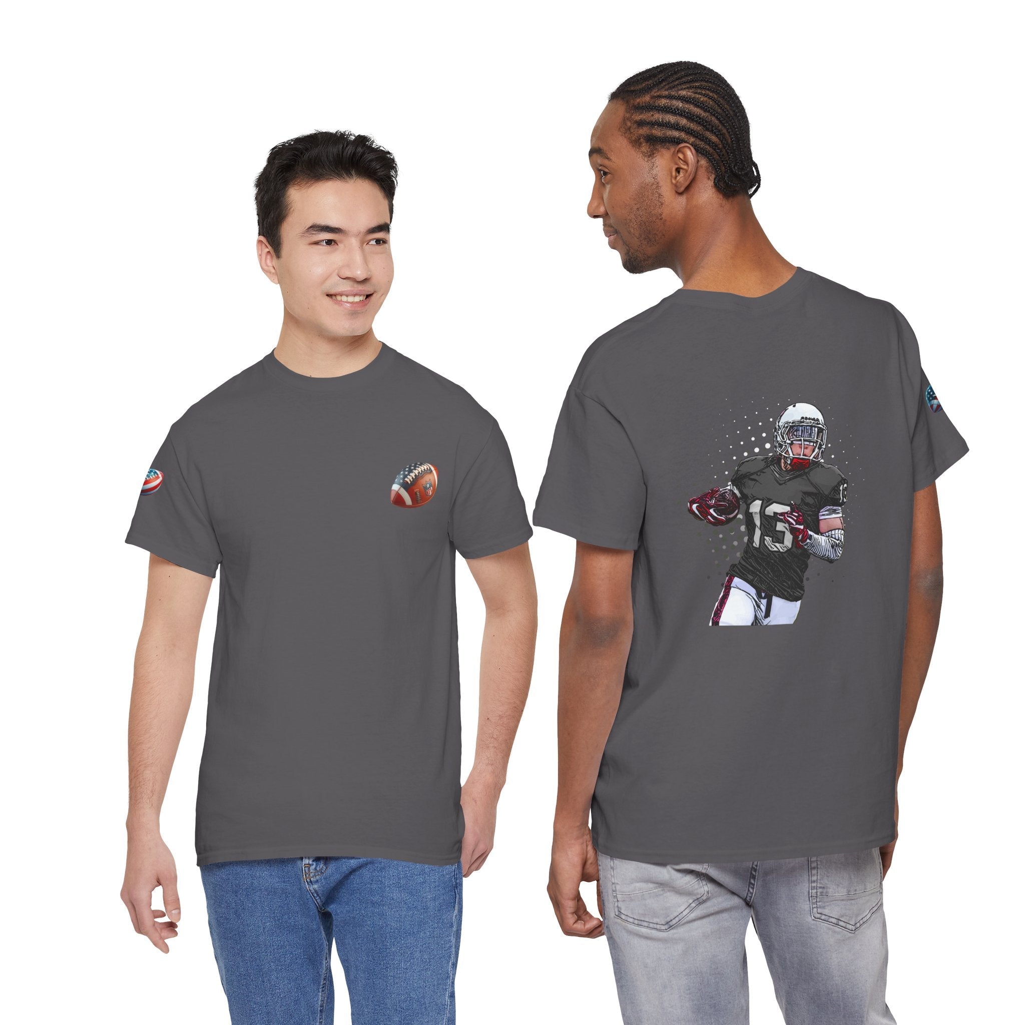 Football Player Graphic Tee Retro Gridiron Jersey Design - Etna Gift