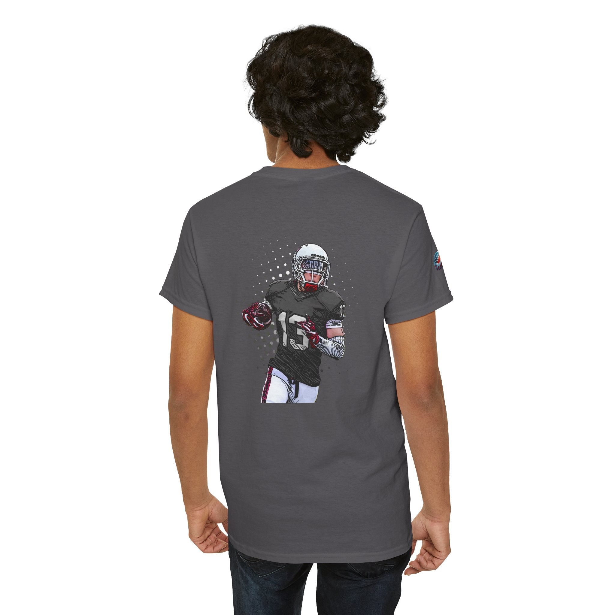 Football Player Graphic Tee Retro Gridiron Jersey Design - Etna Gift