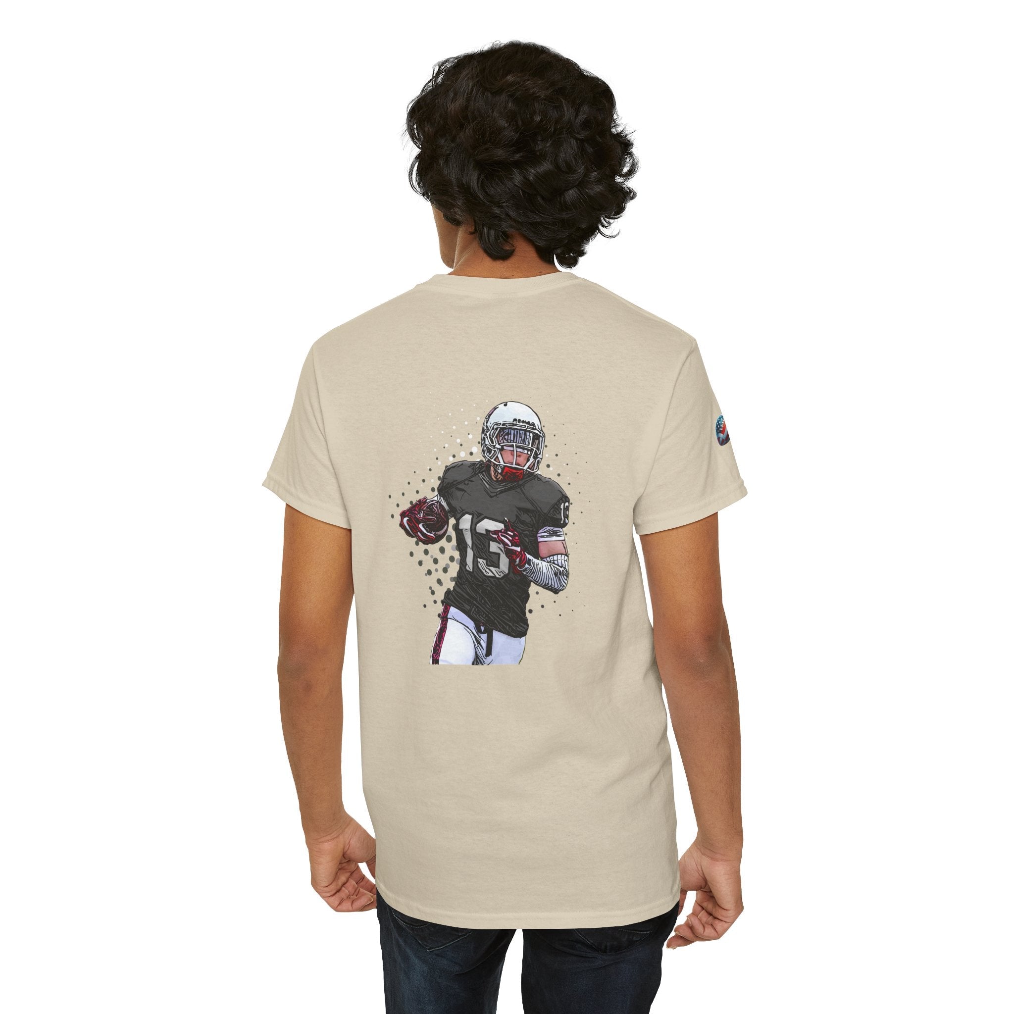 Football Player Graphic Tee Retro Gridiron Jersey Design - Etna Gift