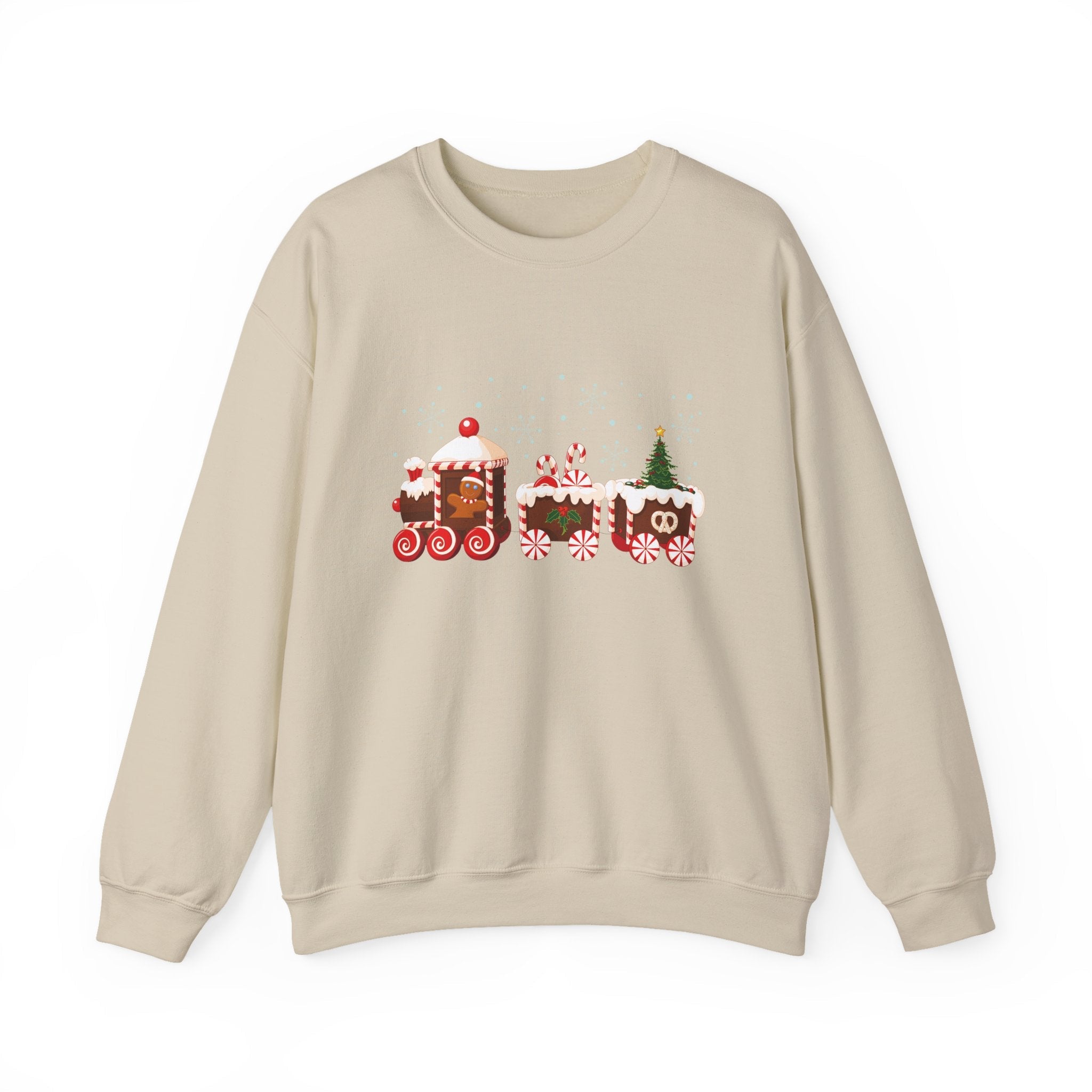 Gingerbread Train crewneck sweatshirt | Merry Christmas back print - Etna Gift