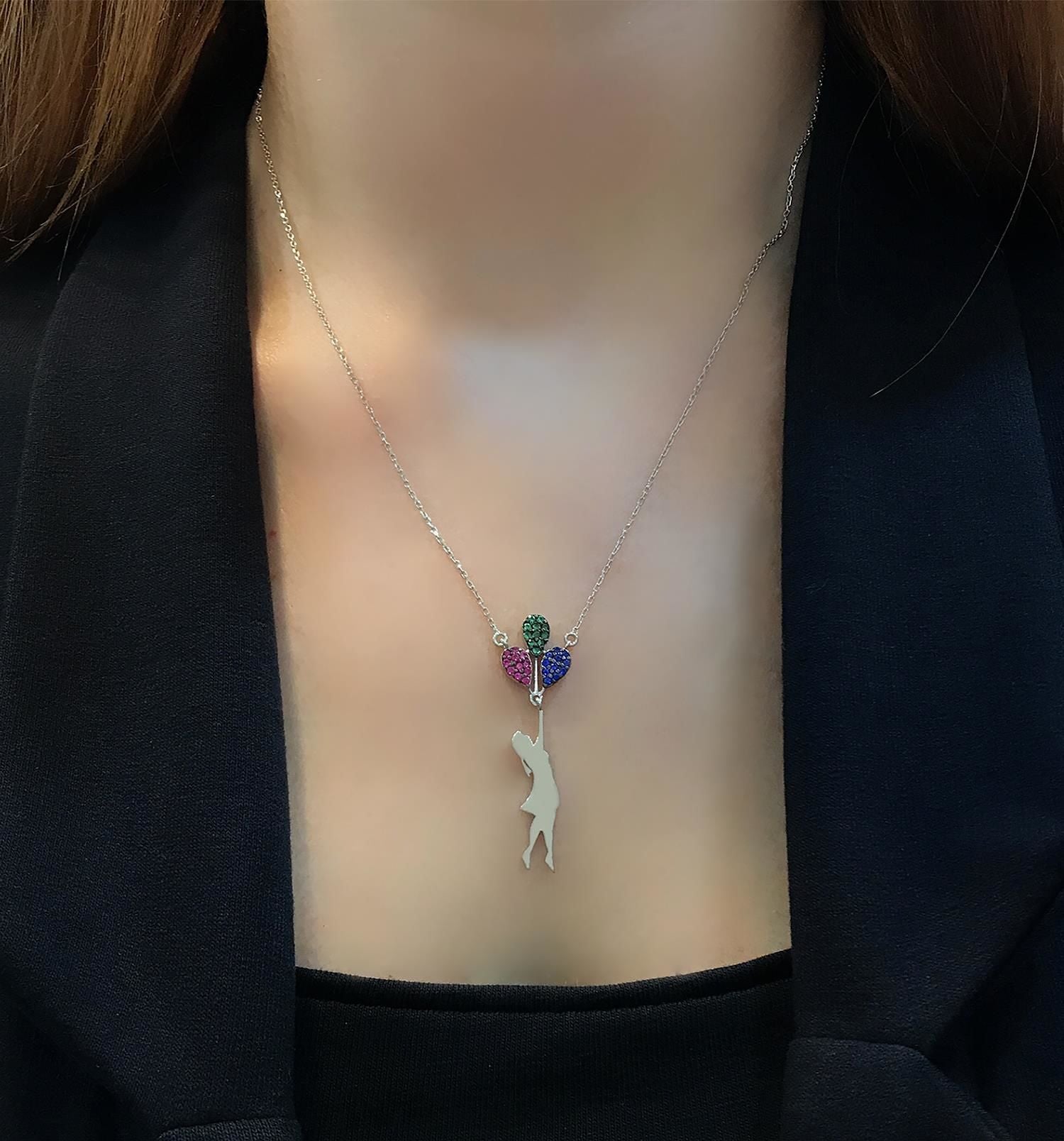 Girl holding a balloon 925 sterling silver girl holding a balloon - Etna Gift