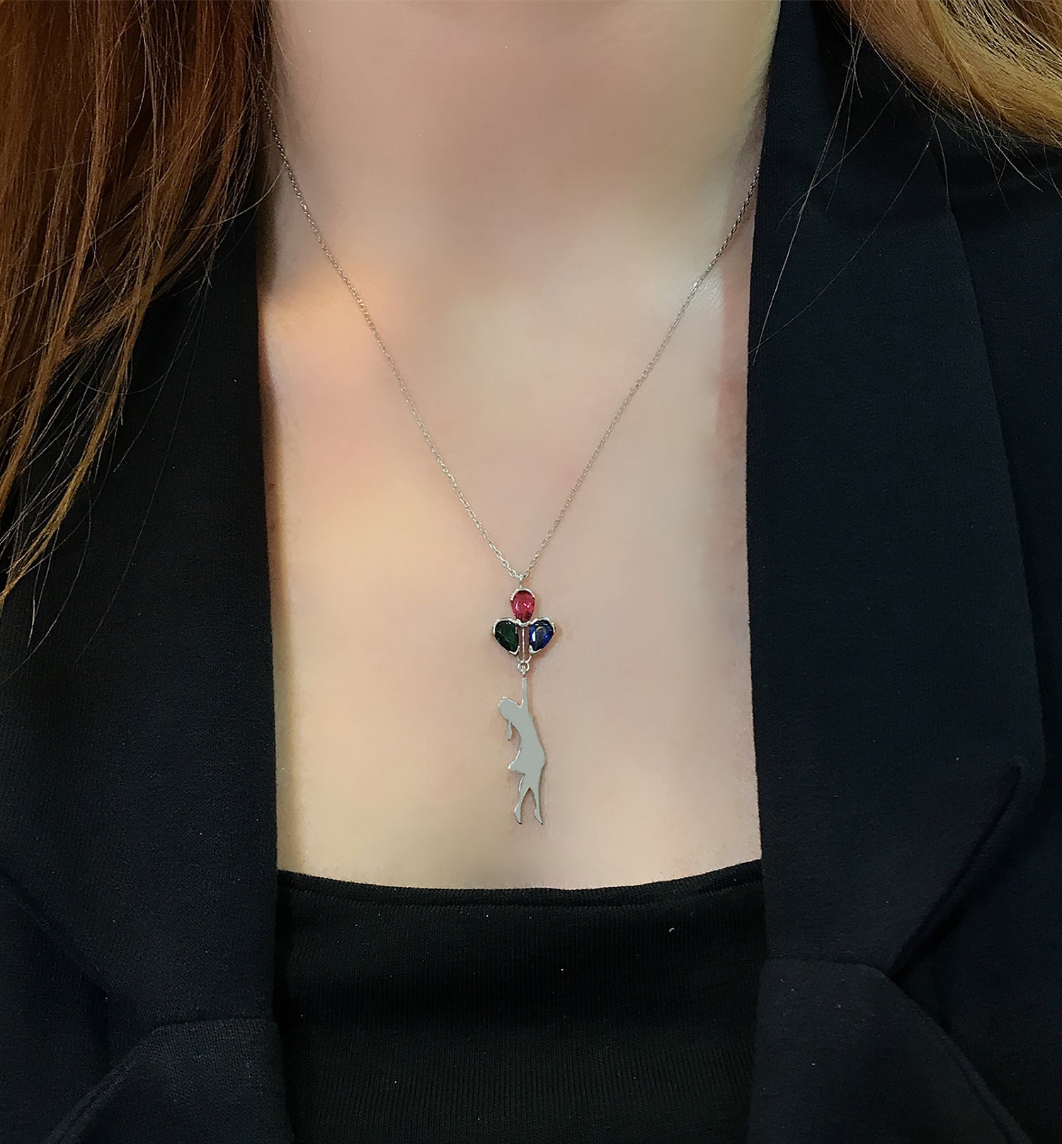 Girl holding a balloon 925 sterling silver girl holding a balloon - Etna Gift