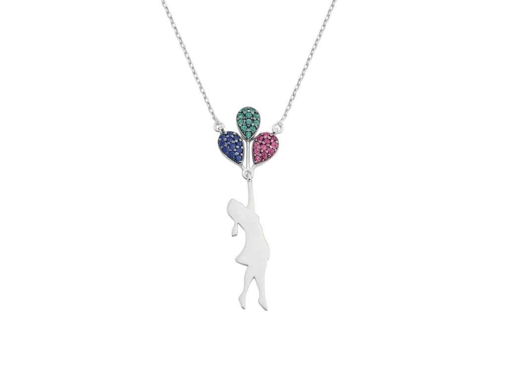 Girl holding a balloon 925 sterling silver girl holding a balloon - Etna Gift