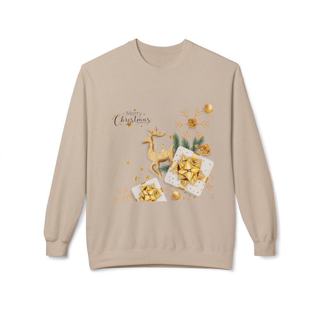 Gold Reindeer & Ornaments Christmas Crewneck Sweatshirt | Holiday Sweatshirt - Etna Gift