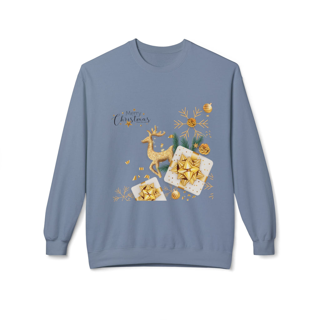 Gold Reindeer & Ornaments Christmas Crewneck Sweatshirt | Holiday Sweatshirt - Etna Gift