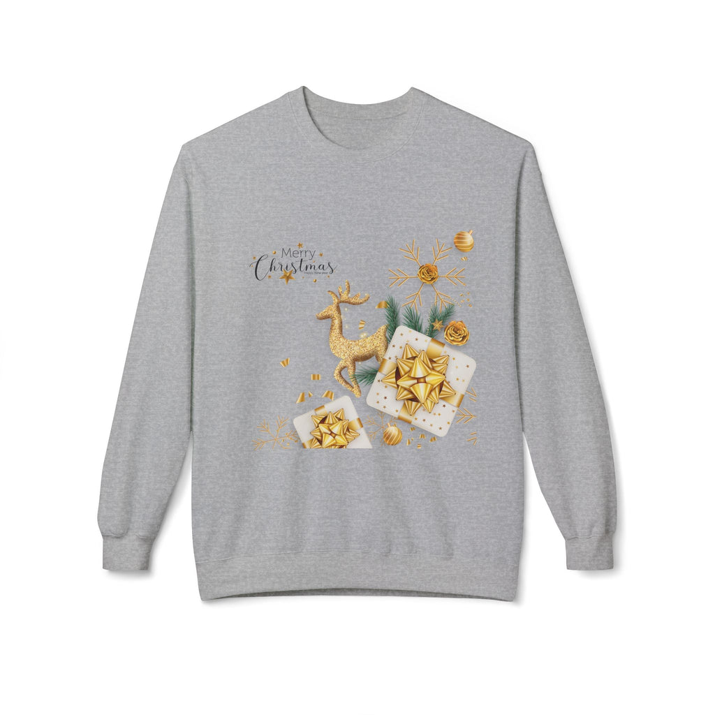 Gold Reindeer & Ornaments Christmas Crewneck Sweatshirt | Holiday Sweatshirt - Etna Gift