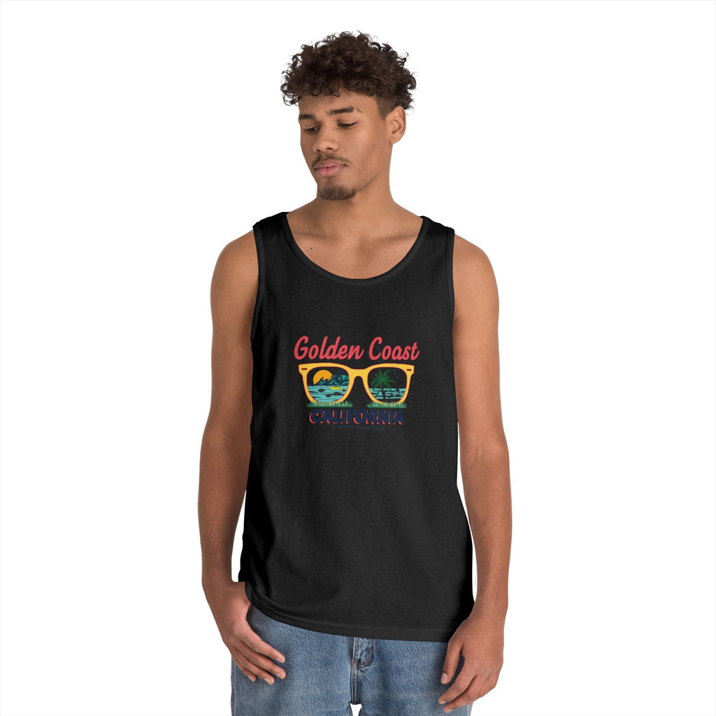 Golden Coast California Tank Top Vintage Beach Palm Graphic - Etna Gift